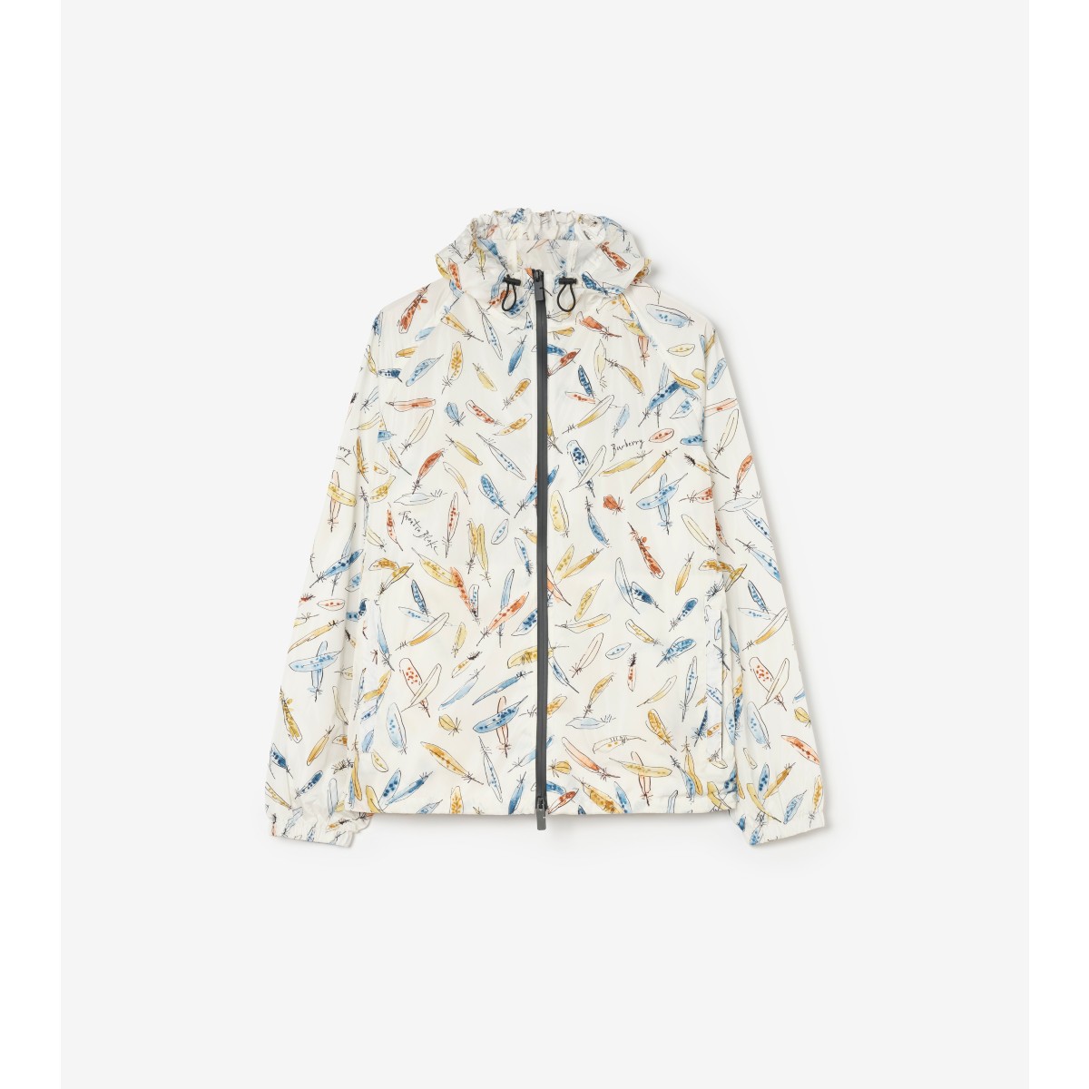  Check Feather Print Nylon Clapton Hooded Jacket