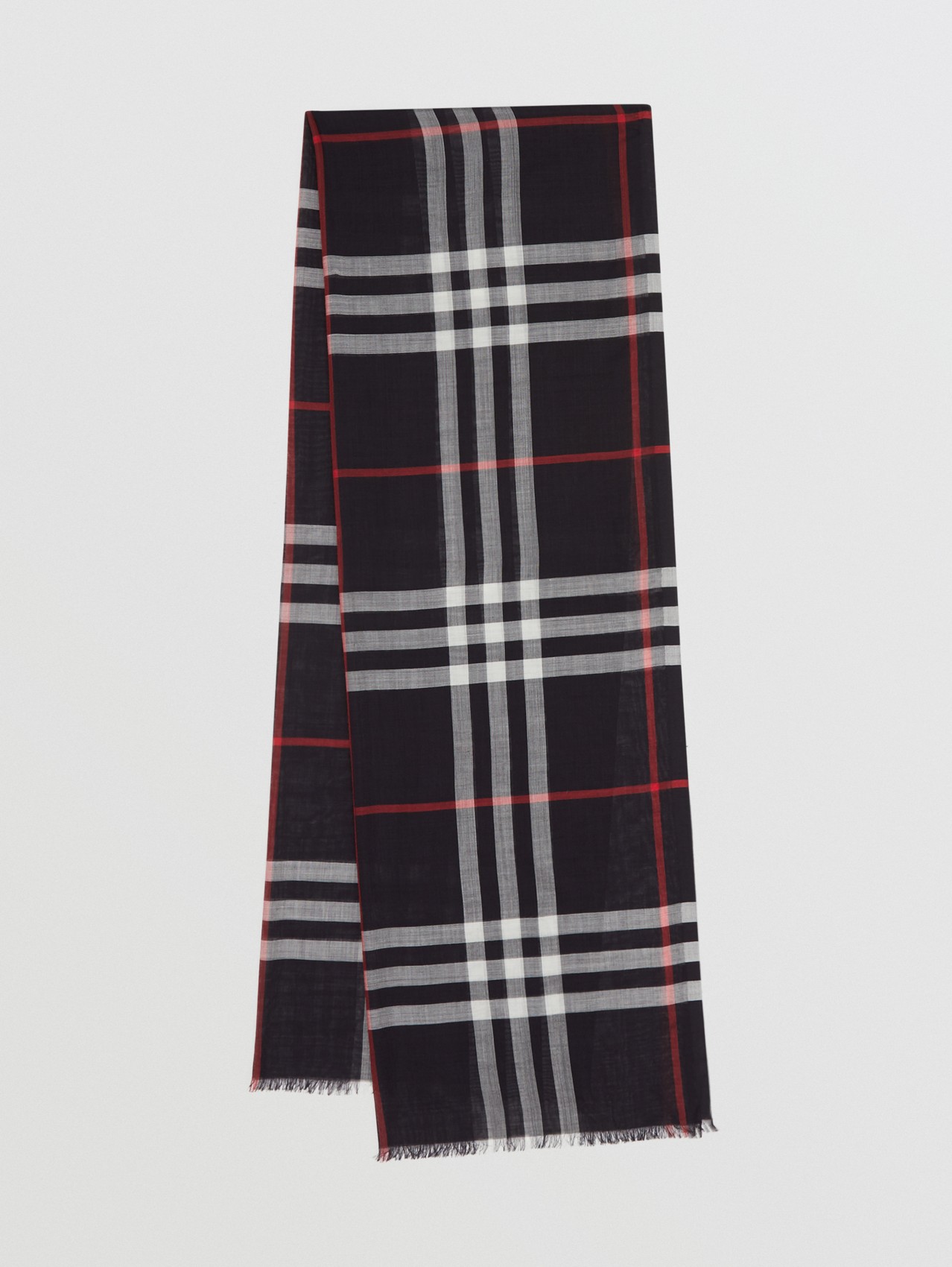 Lightweight Check Wool Silk Scarf in Pale Blue/black | Burberry 