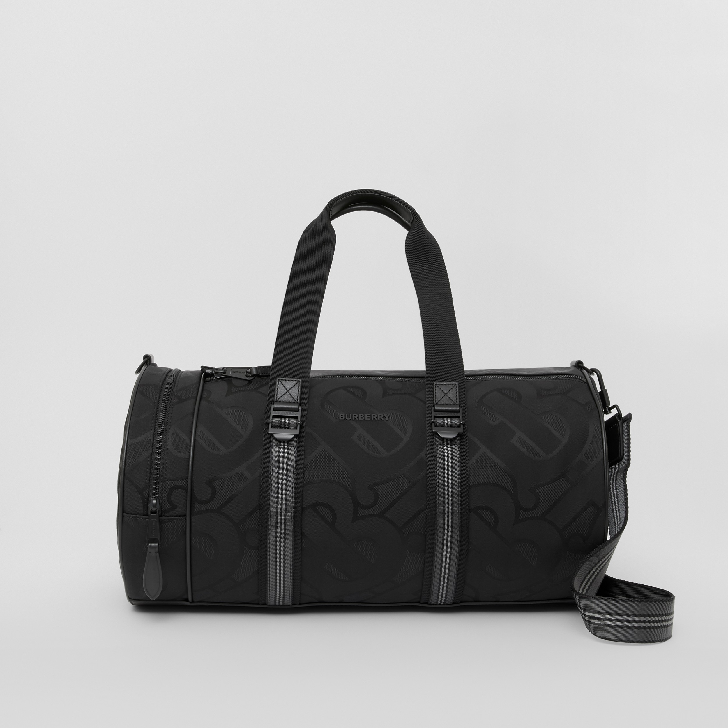 Medium Monogram Jacquard Barrel Bag in Black | Burberry® Official - 1