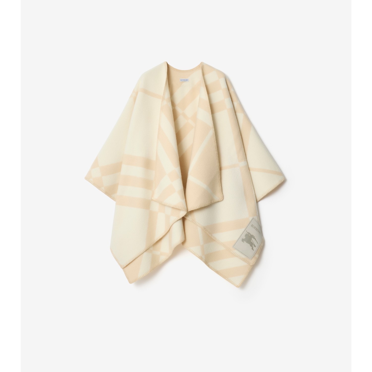 Check Wool Cashmere Cape