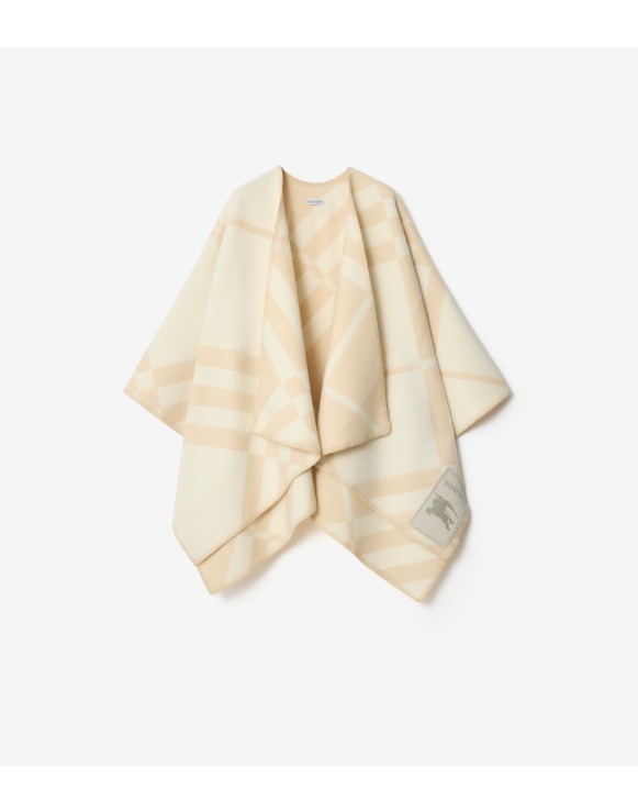 Check Wool Cashmere Cape