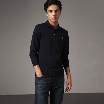 navy burberry polo