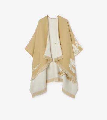 Knight Wool Silk Cashmere Cape in Sand beige | Burberry® Official