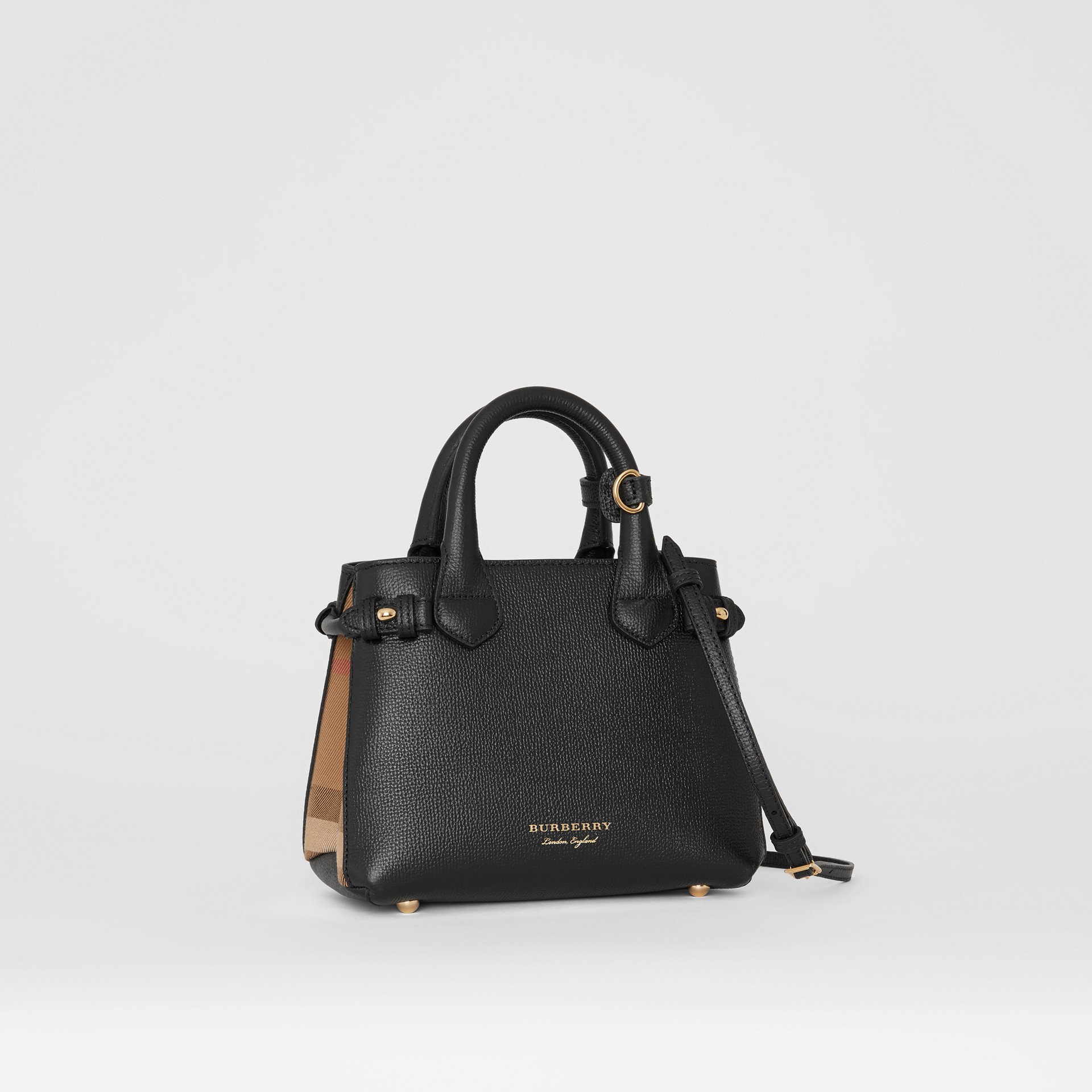 The Baby Banner in Leather and House Check in Black - Women | Burberry ...