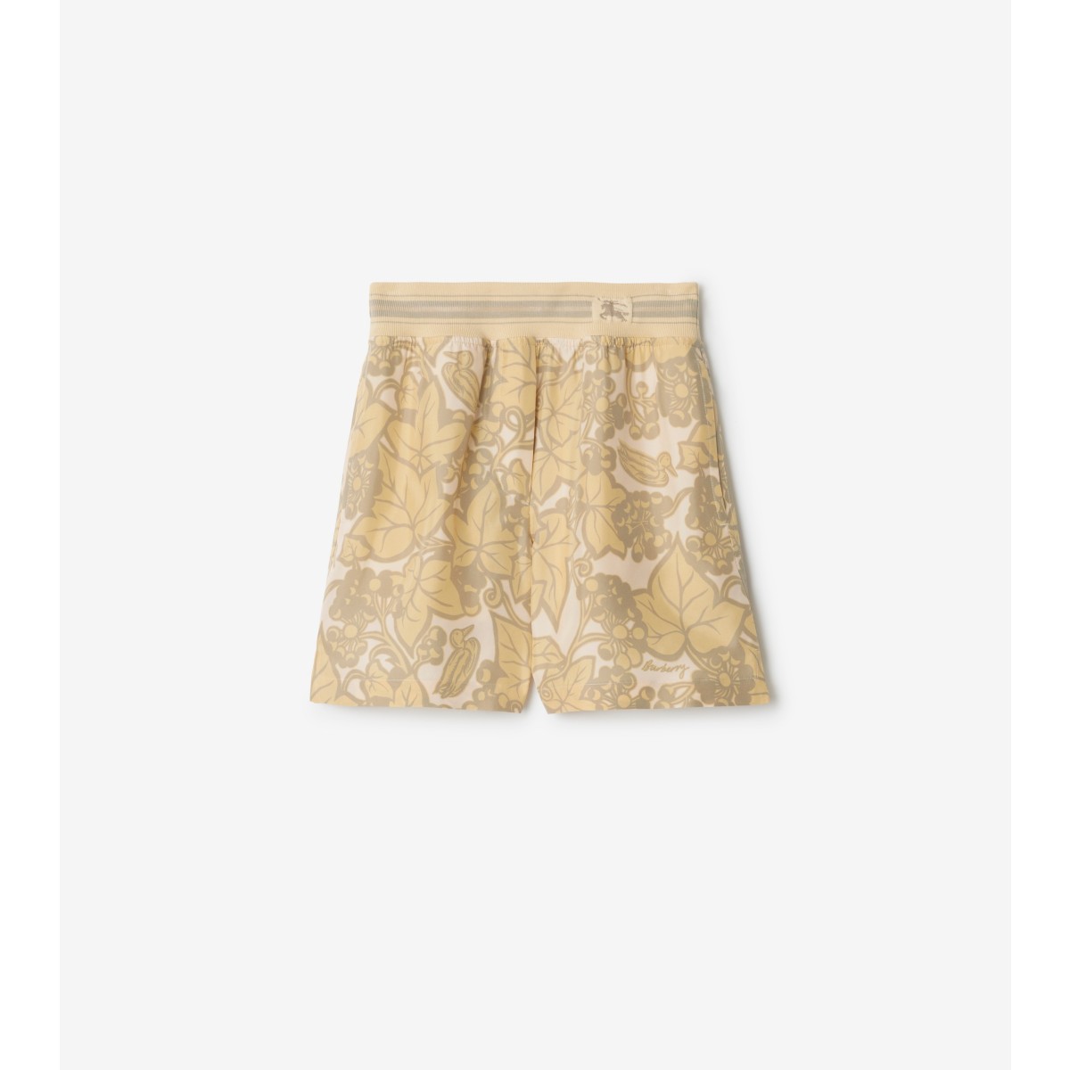 Shop Burberry Ivy Silk Shorts In Flax