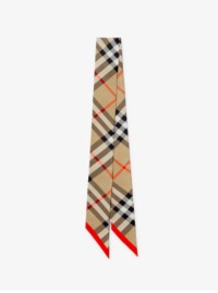 Product Shot of Skinny Check Silk Scarf