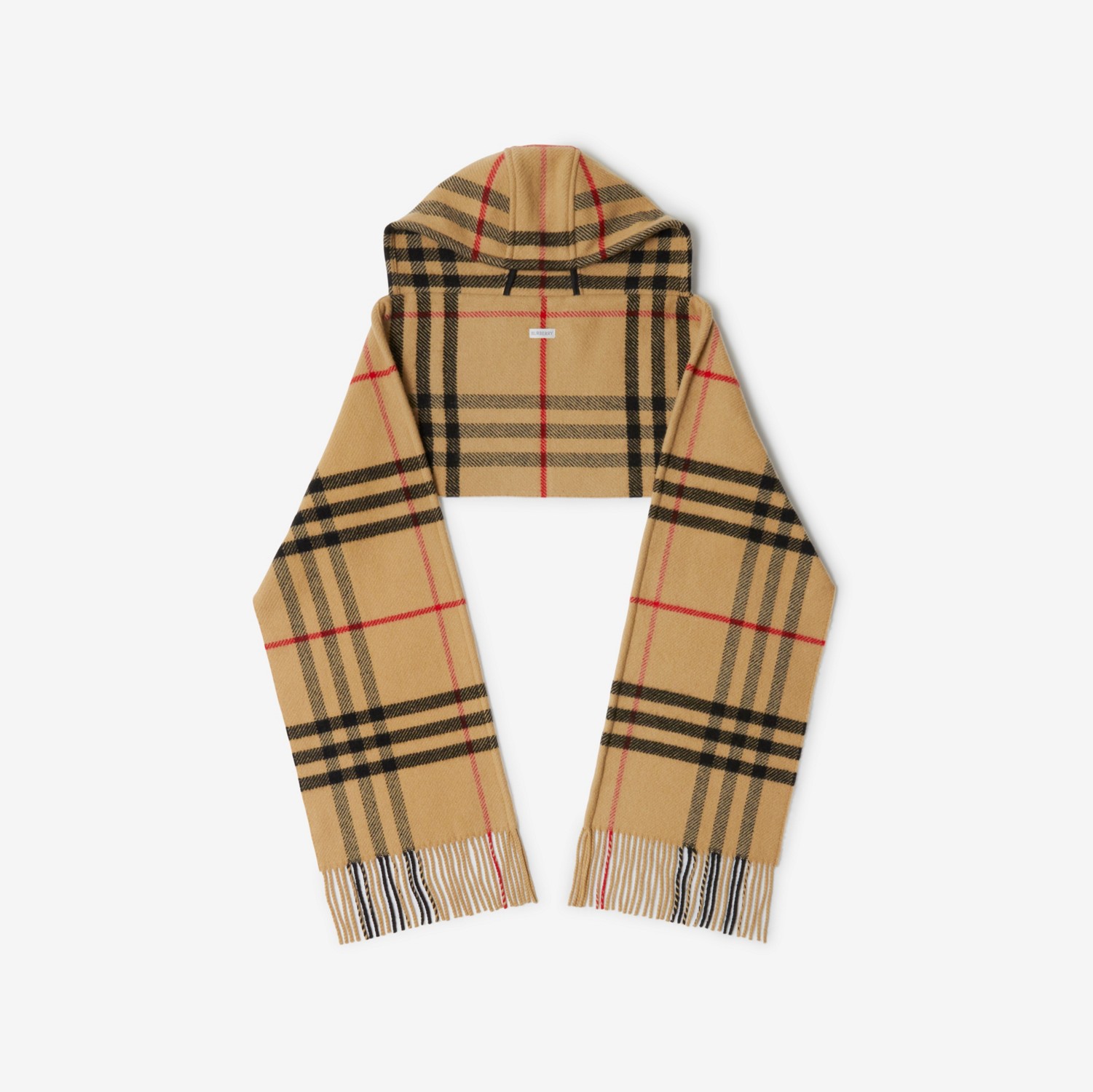 Check Wool Cashmere Hooded Scarf in Archive Beige | Burberry® Official