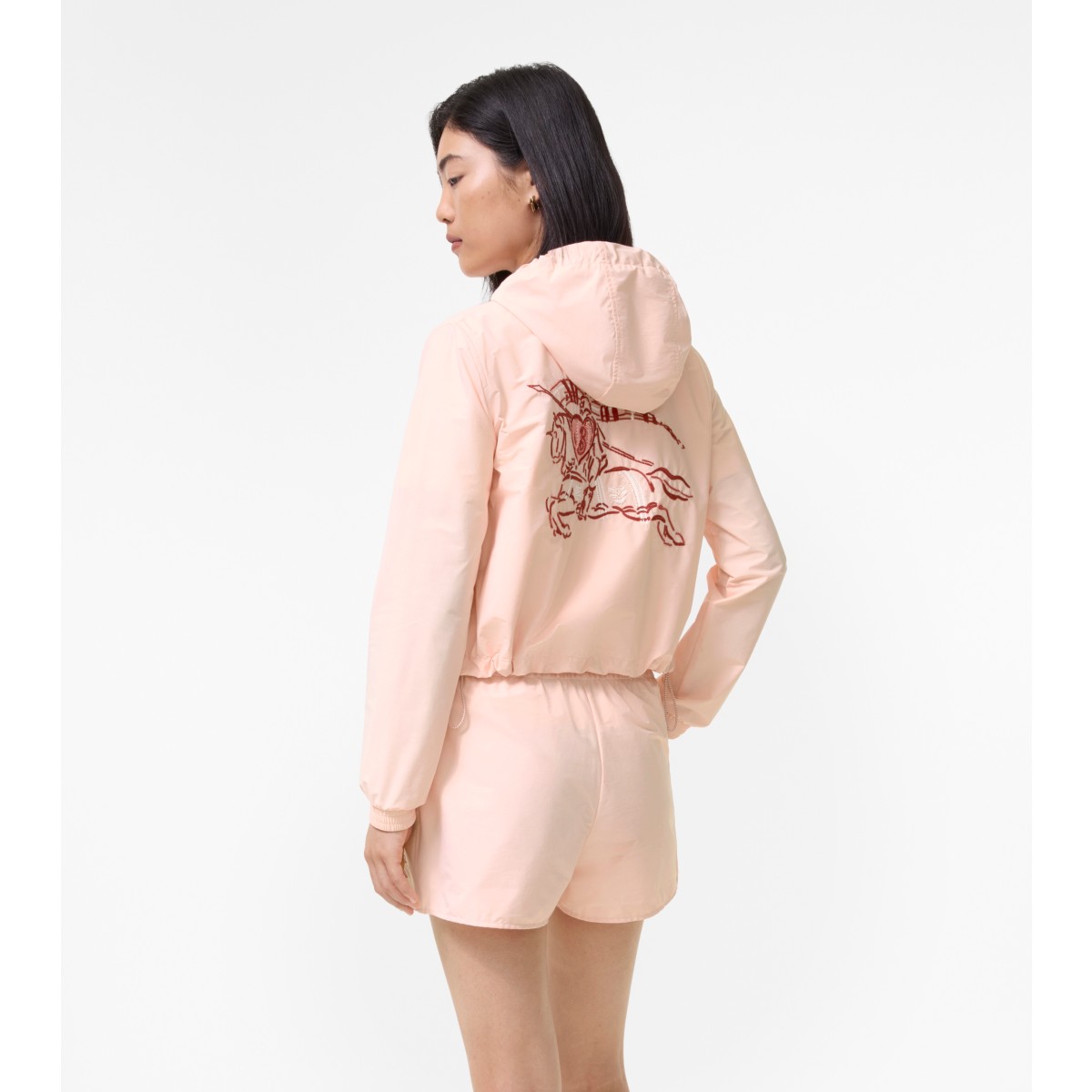  Embroidered Heart Knight Stretch Nylon Hooded Jacket