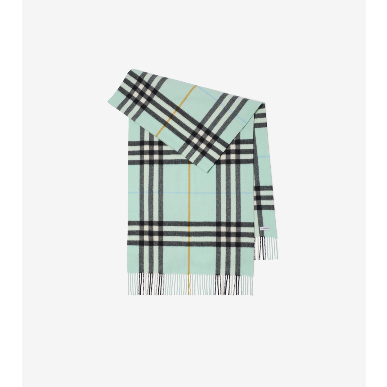 Wide Check Cashmere Scarf in Spearmint Burberry Official