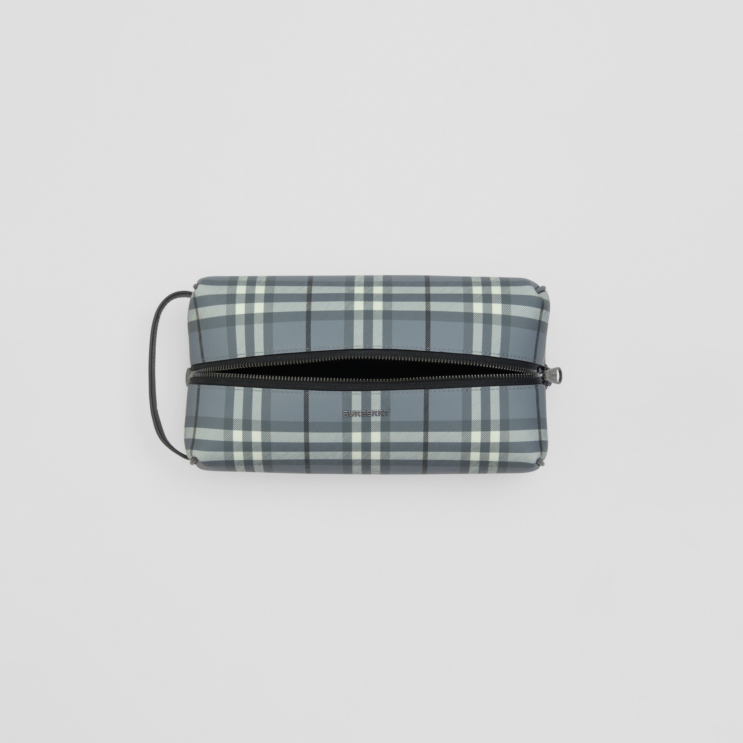 Vintage Check and Leather Travel Pouch in Storm Grey - Men | Burberry® Official - 4