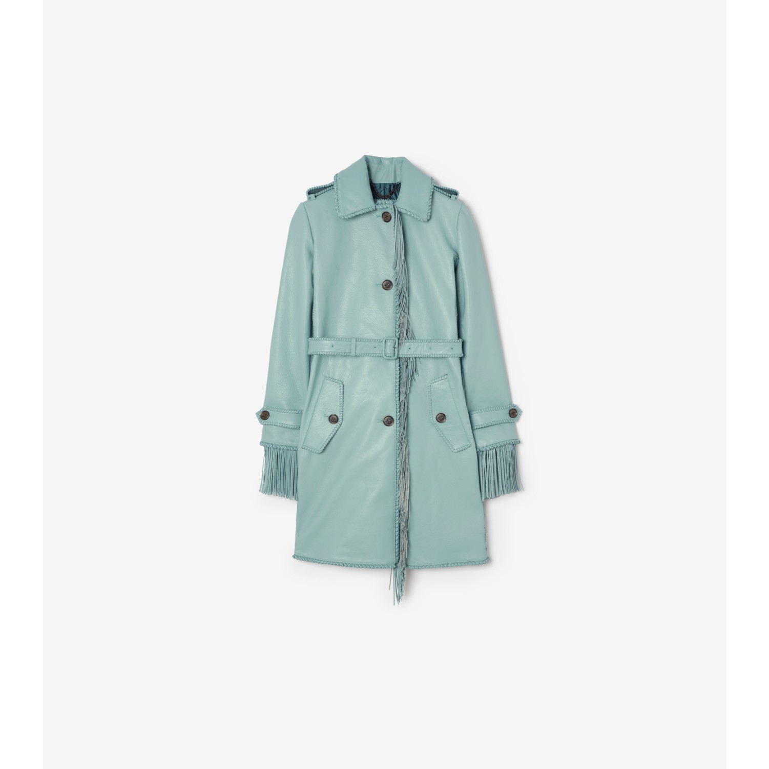 Kurzer Car Coat aus Leder mit Fransen