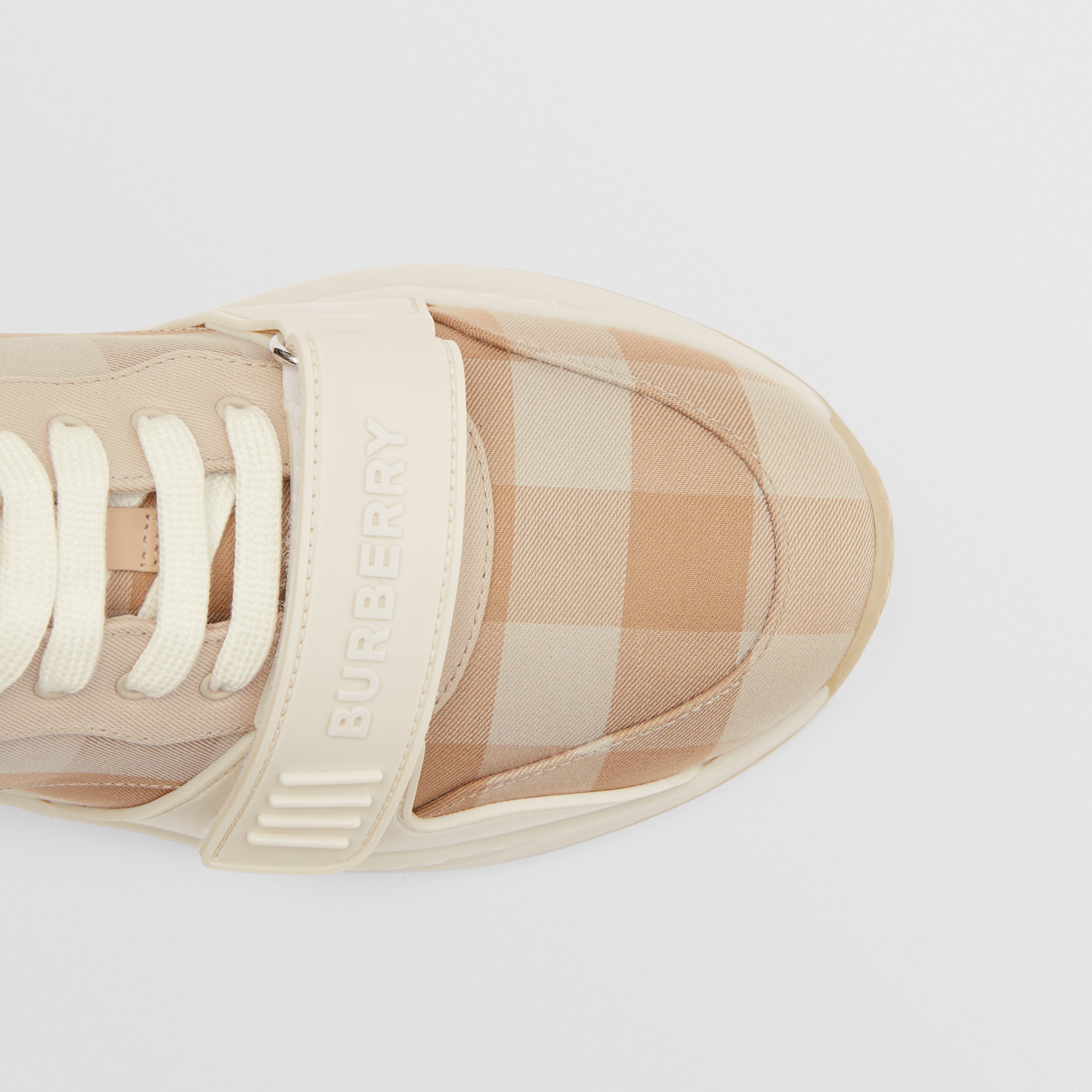 Check Cotton Sneakers in Soft Fawn - Women | Burberry® Official - 2