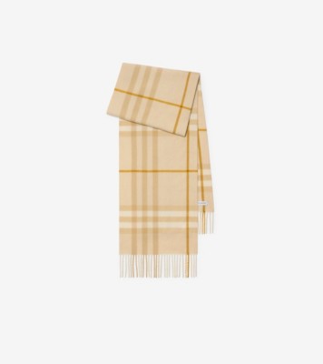 Check Cashmere Scarf in White denim | Burberry® Official