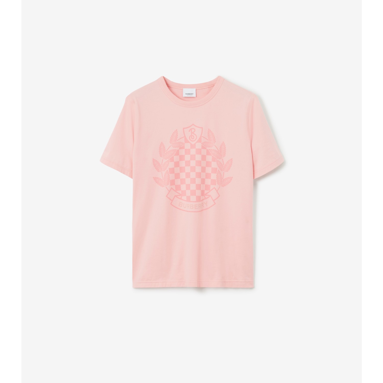 T shirt en coton avec cusson damier Rose Doux Femme Site officiel Burberry