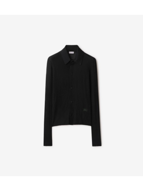 Burberry Rib Knit Shirt In Black