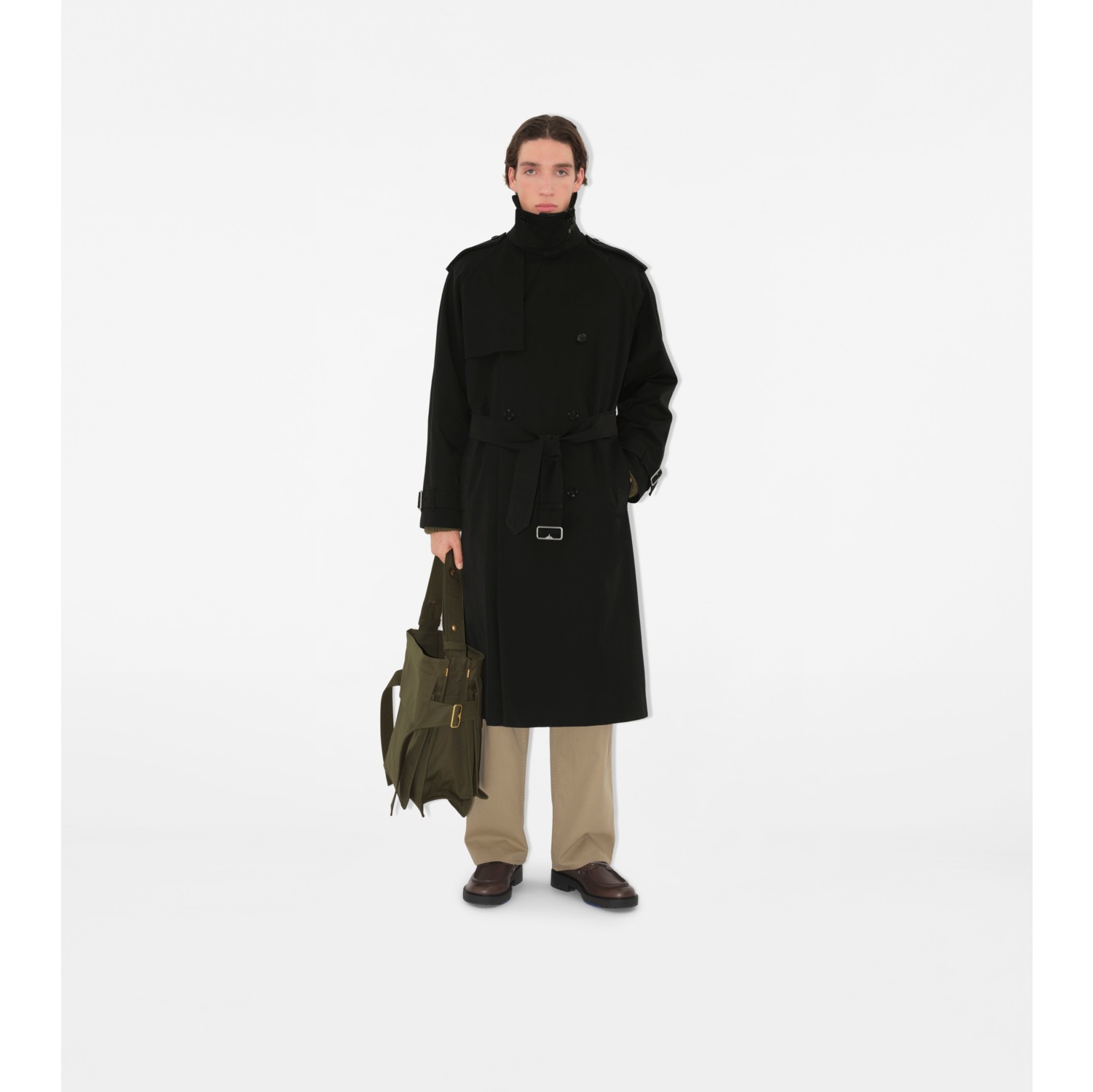 Long Gabardine Trench Coat