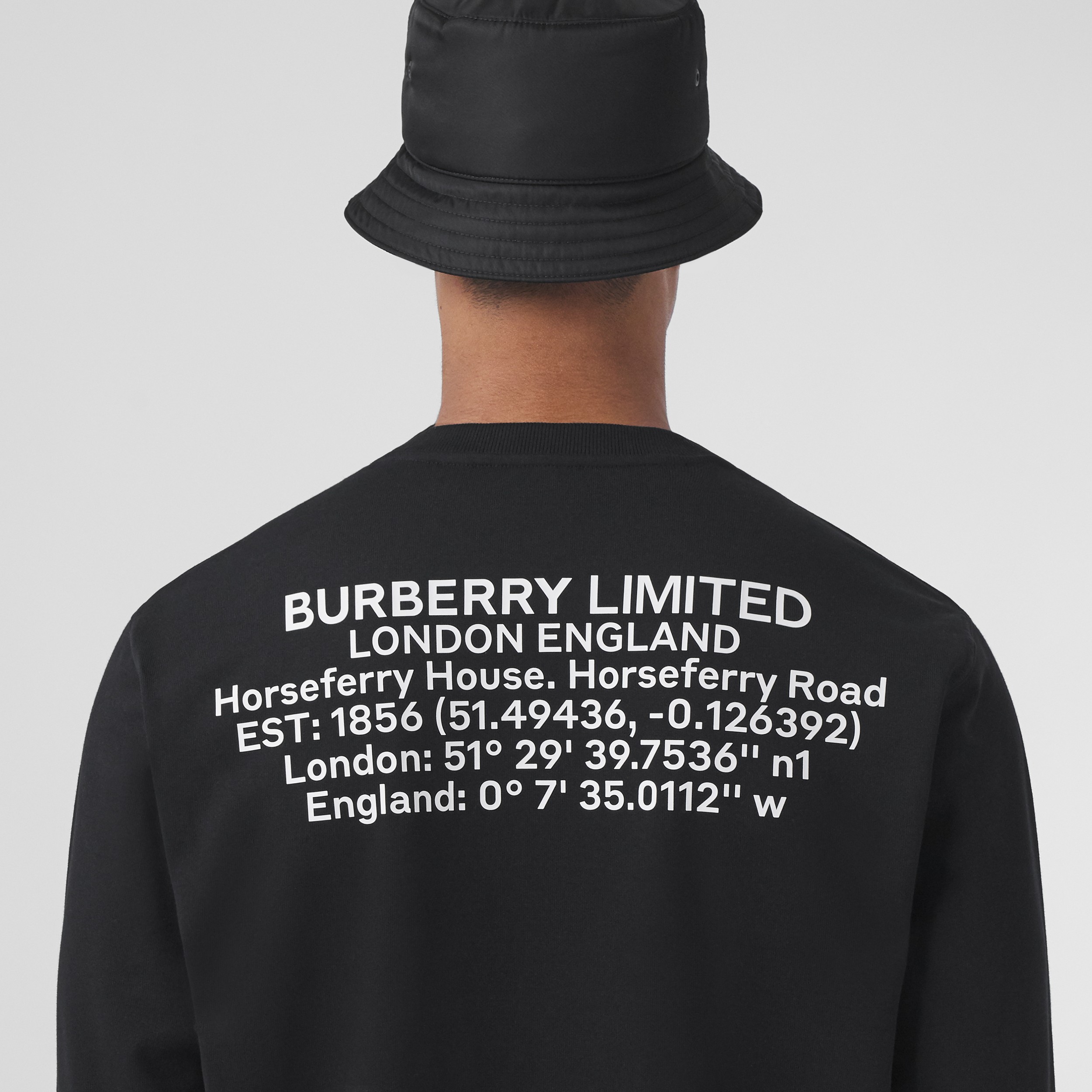 Long-sleeve Location Print Cotton Top in Black - Men | Burberry® Official - 2