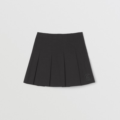 モノグラムモチーフ プリーツ コットンツイル スカート (ブラック 