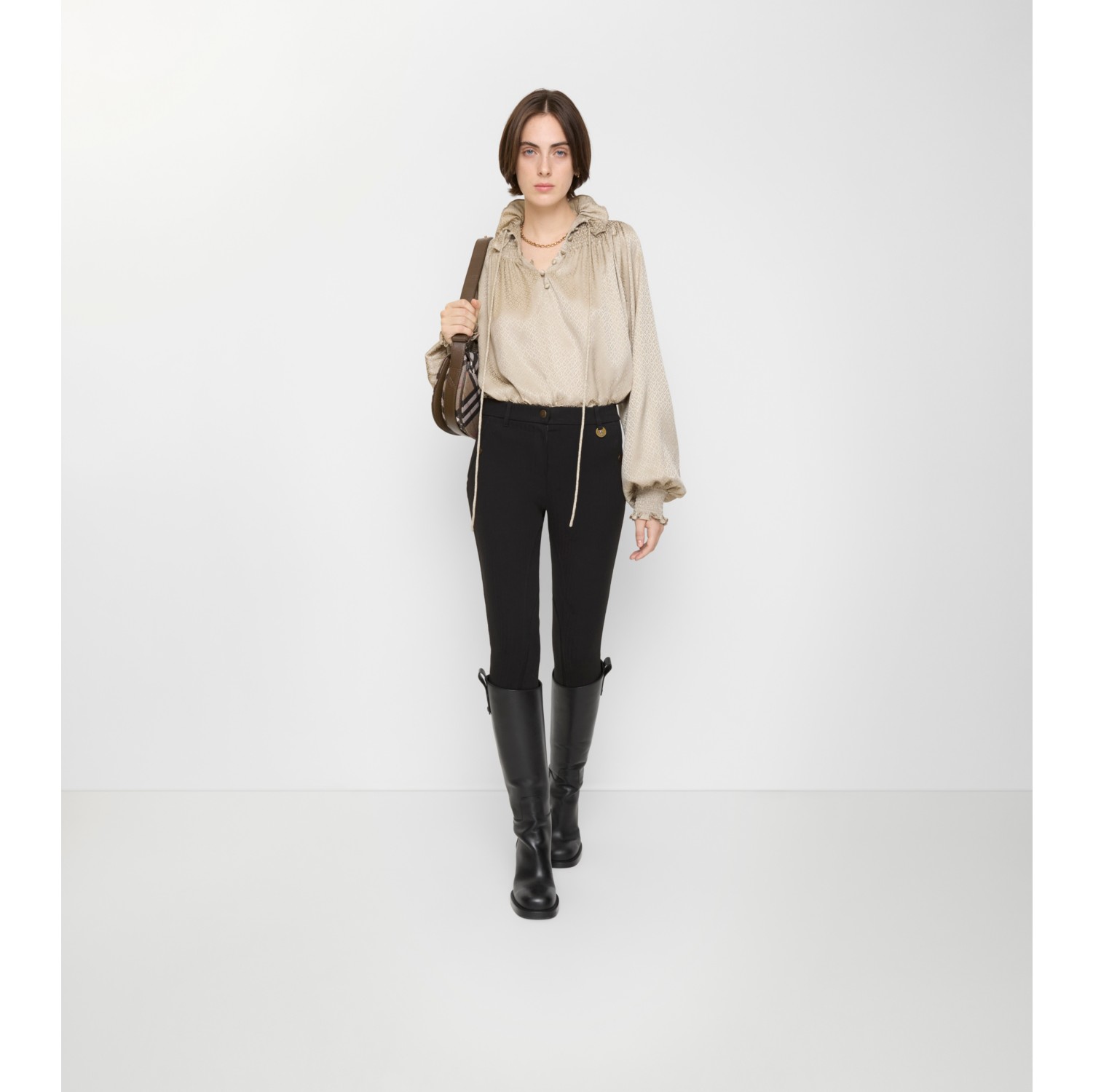 Herringbone Stretch Cotton Jodhpurs in Black - Women | Burberry® Official