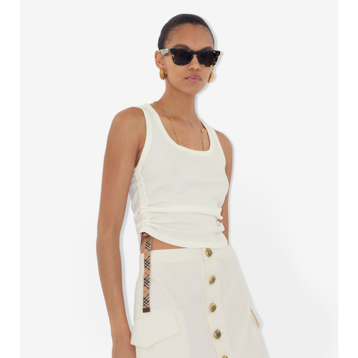  Check Festival Cotton Blend Tank Top