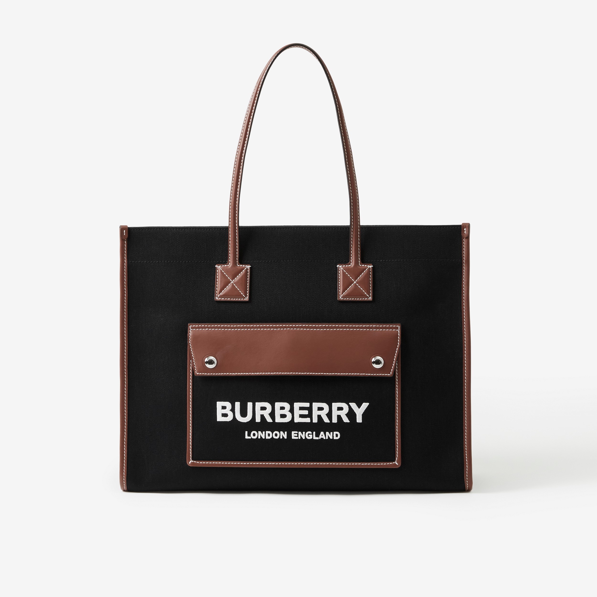 미디엄 프레야 토트 (블랙/탠) | Burberry® - 1