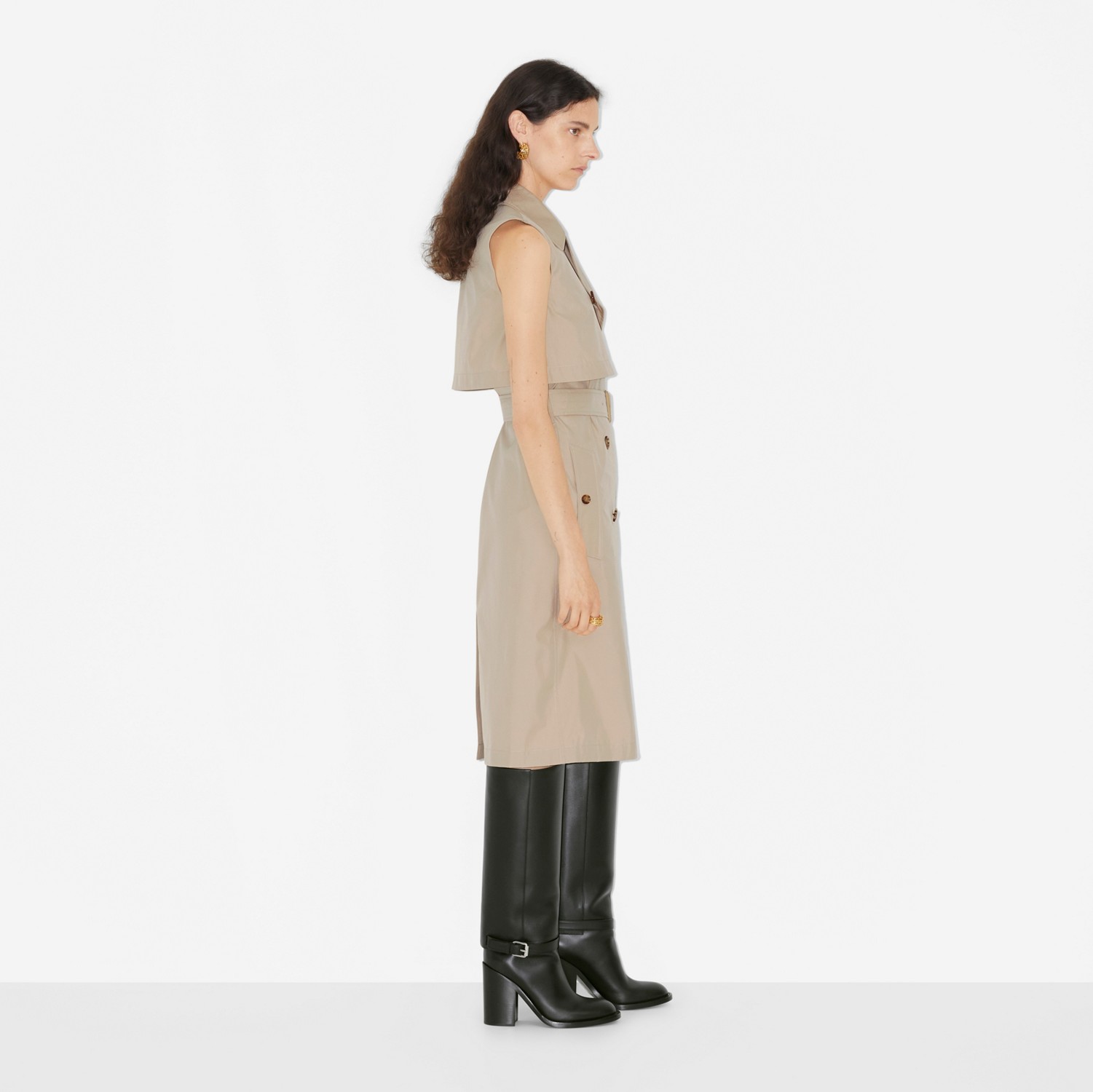 Vestido estilo trench en mezcla de algodón (Rosa Beige Suave) - Mujer | Burberry® oficial