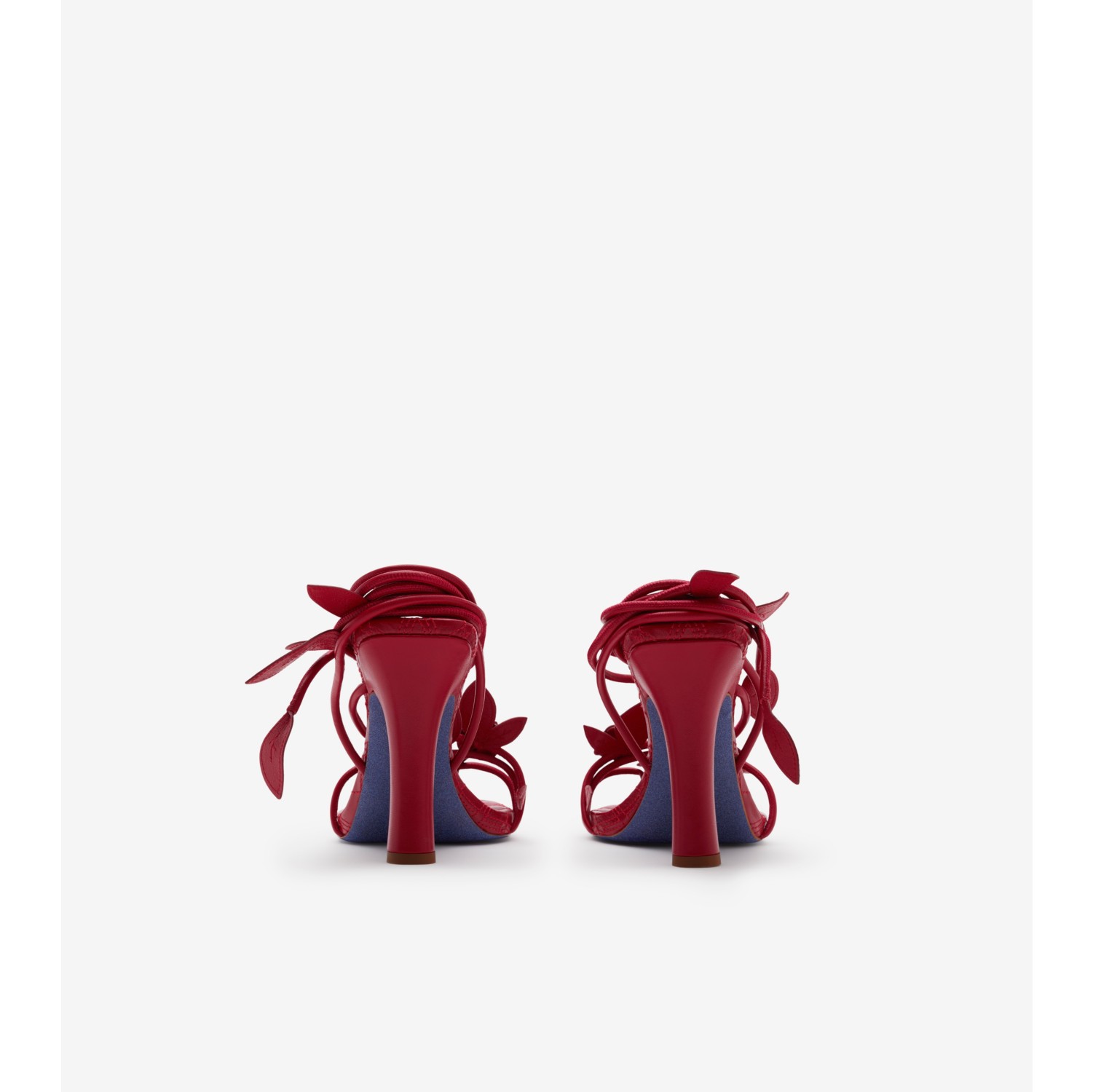 レザー アイビーフローラ ヒールサンダル​ (スカーレット  