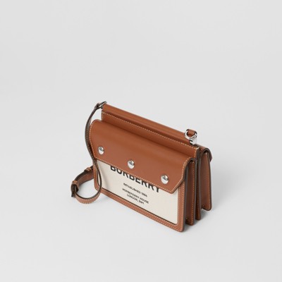 Mini Horseferry Print Title Bag with Pocket Detail in Natural/malt 