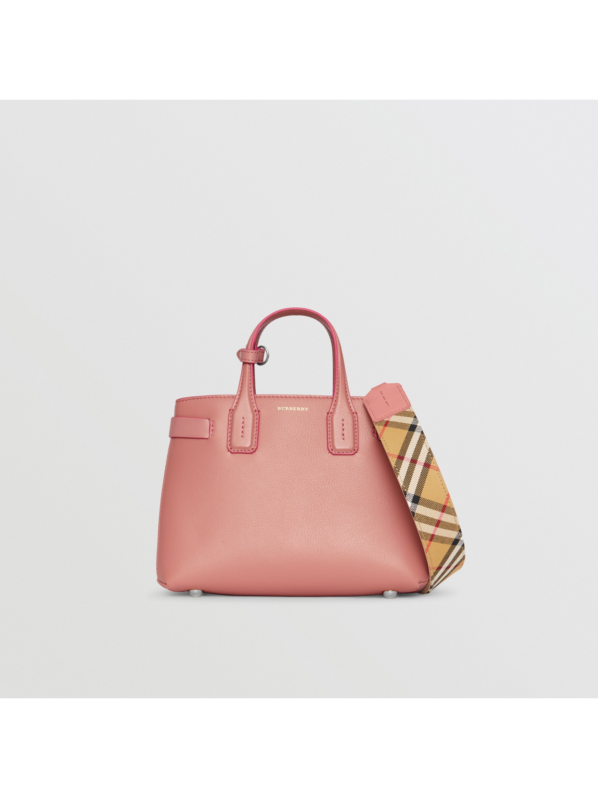 the banner - 小号皮革拼 vintage 格纹班纳手袋