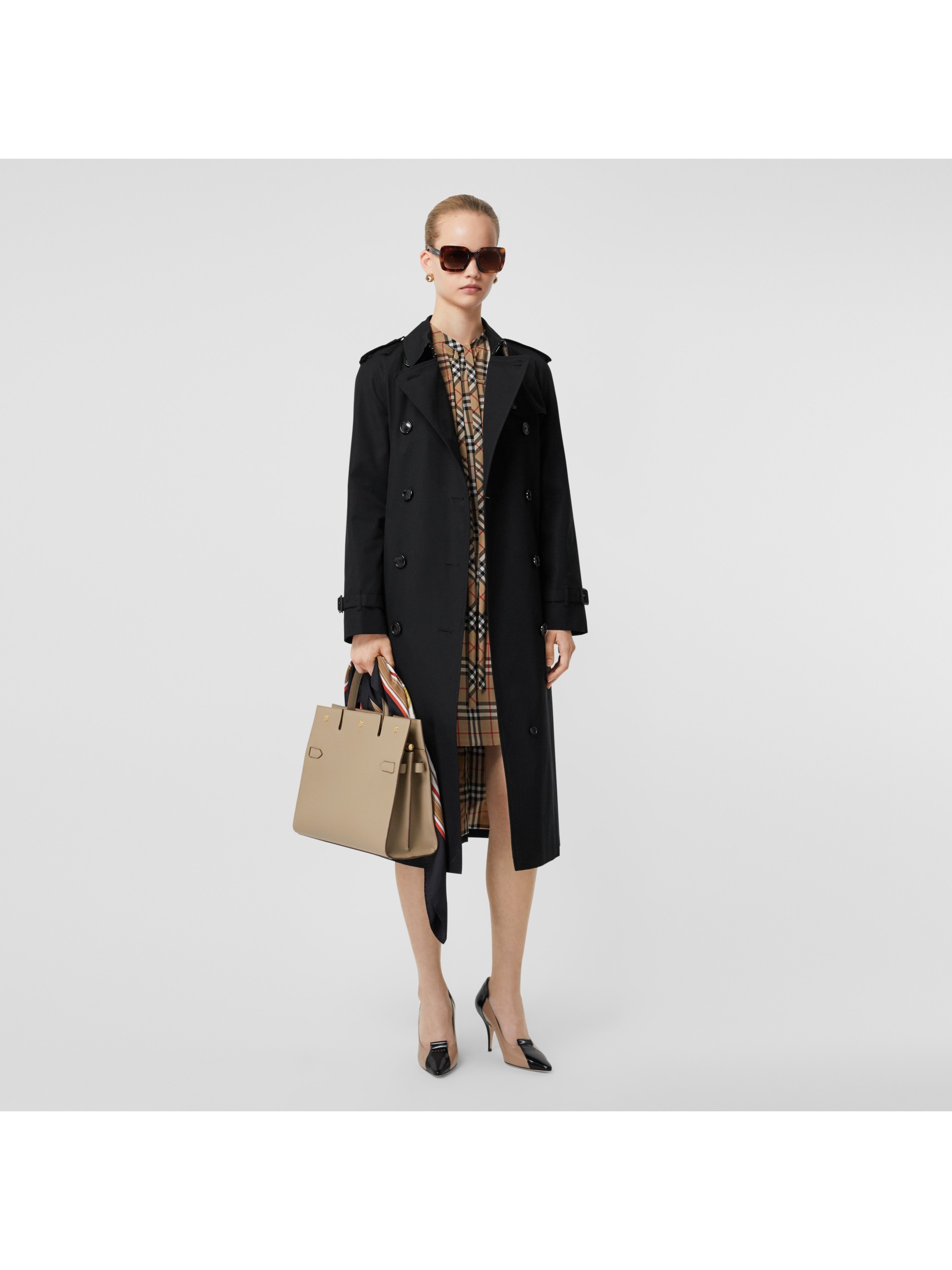 滑铁卢版型 – 长款 heritage trench 风衣 (黑色) | burberry 博柏利