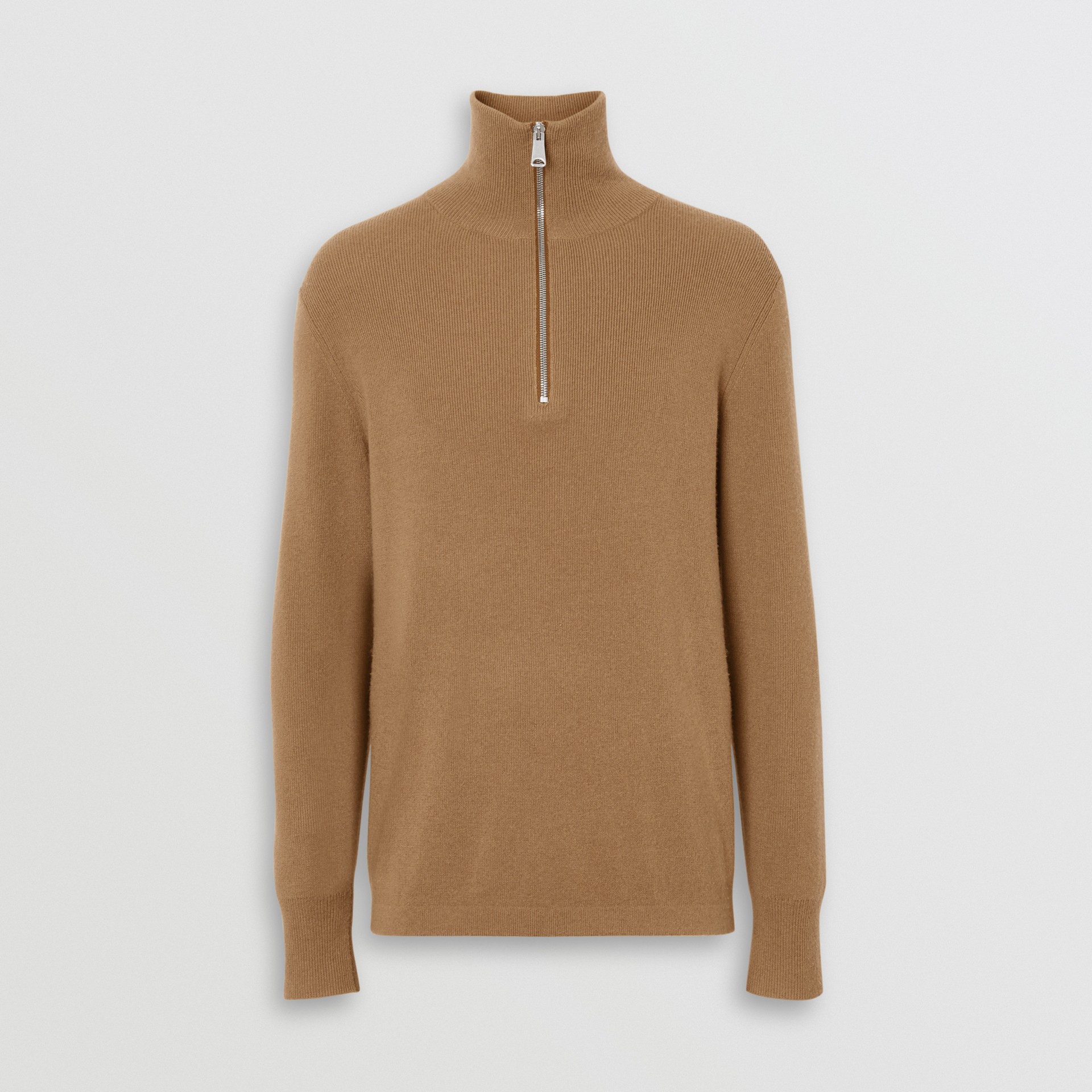 Rib Knit Cashmere Halfzip Sweater in Camel Men Burberry United States Rib Knit Cashmere Halfzip Sweater in Camel Men Burberry United States