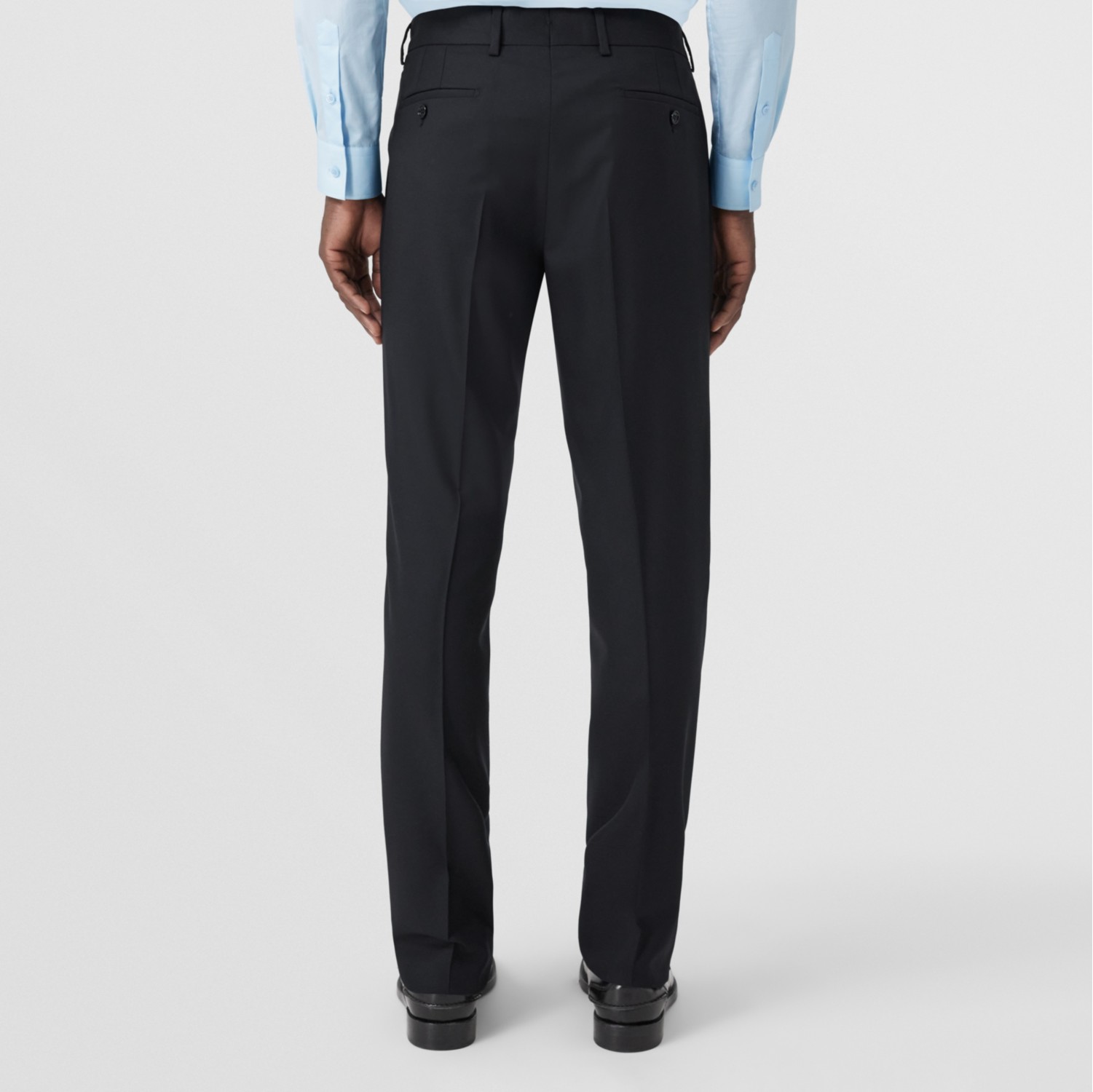 Slim Fit Wool Tailored Trousers in Dark Navy - Men | Burberry