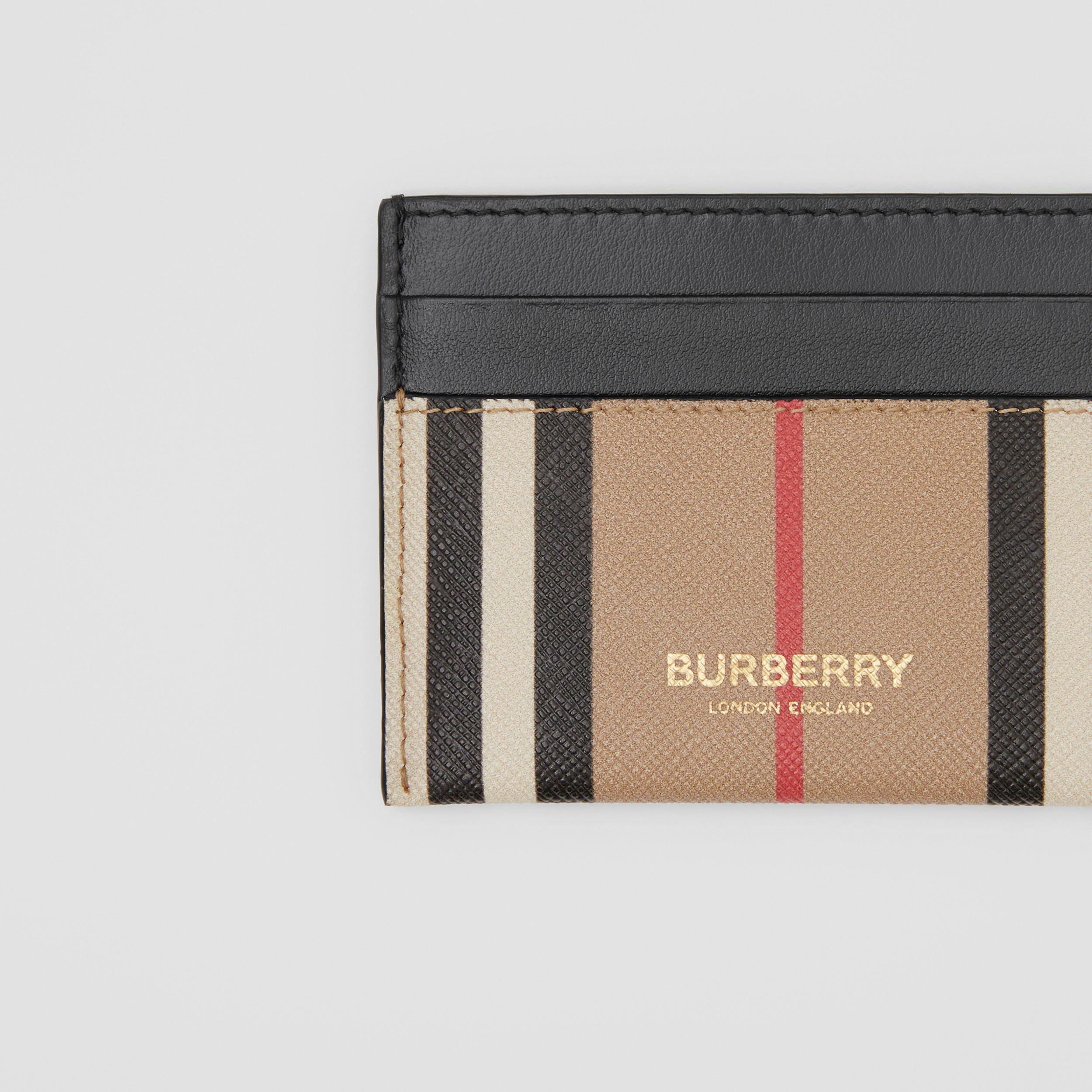 Icon Stripe and Leather Card Case in Archive Beige | Burberry® Official