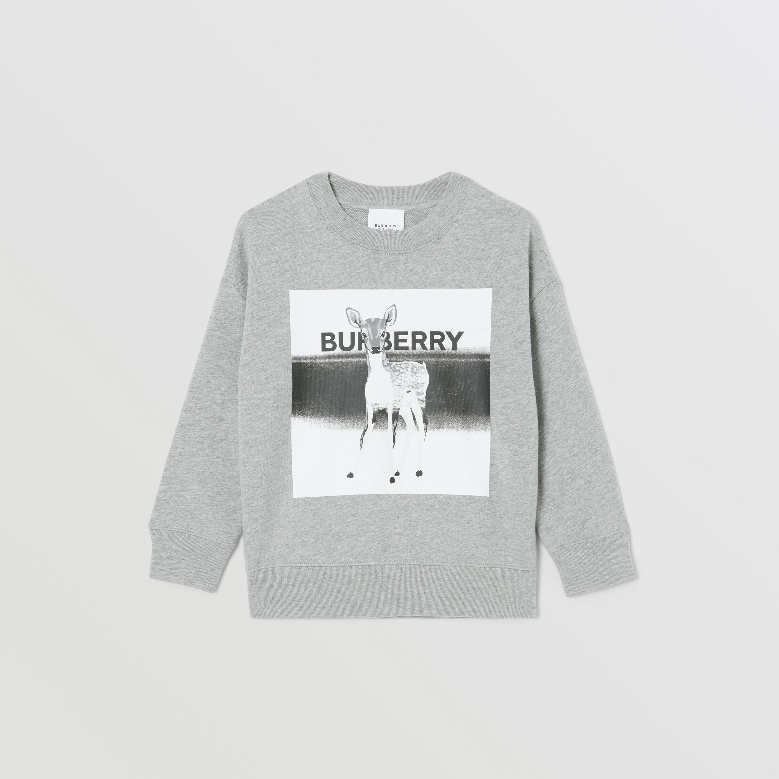 Montage Print Cotton Sweatshirt in Grey Melange | Burberry® Official - 1