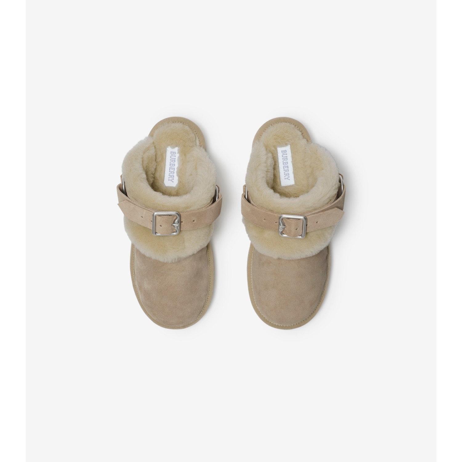 Suede and Shearling Chubby Mules