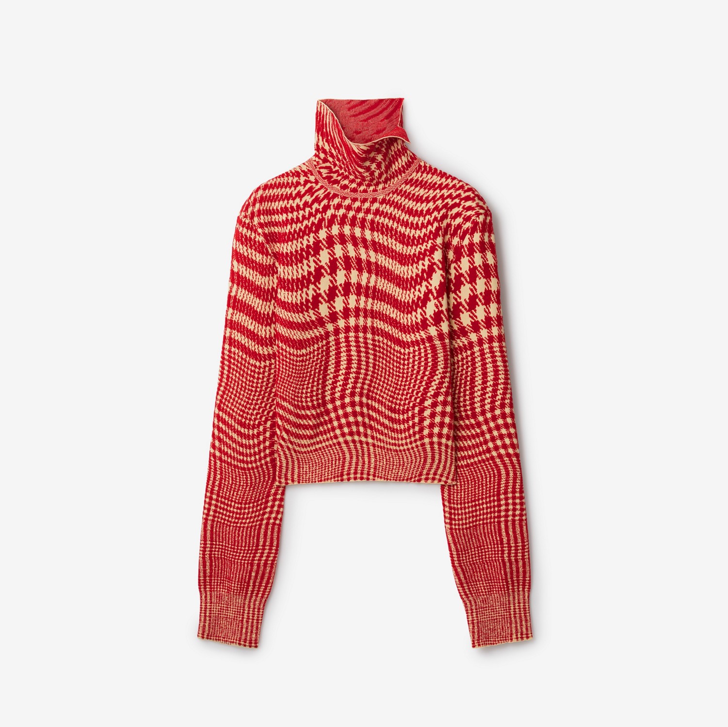 Warped Houndstooth Wool Blend Sweater