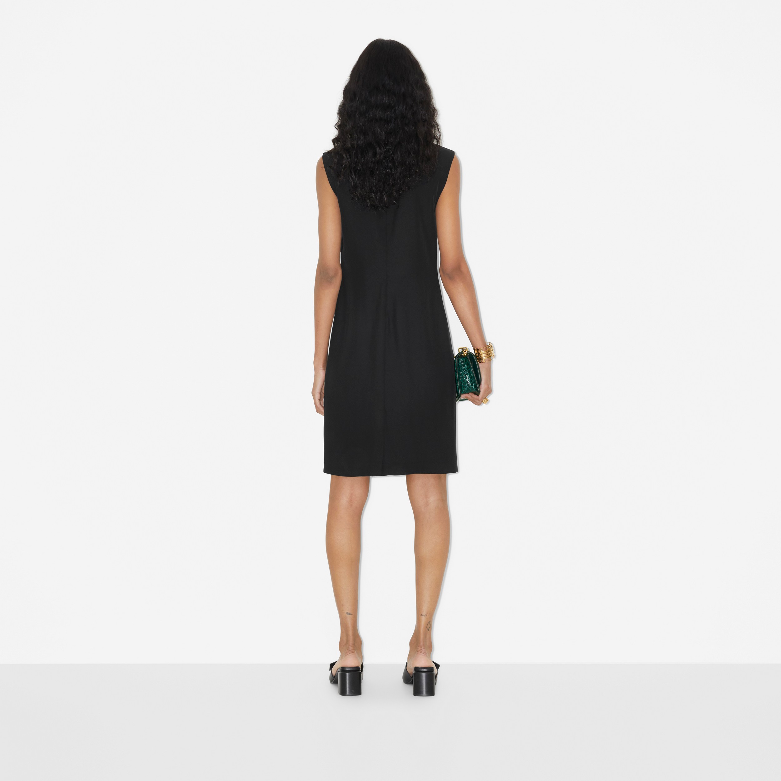Draped Satin-back Crepe Dress in Black - Women | Burberry® Official - 4