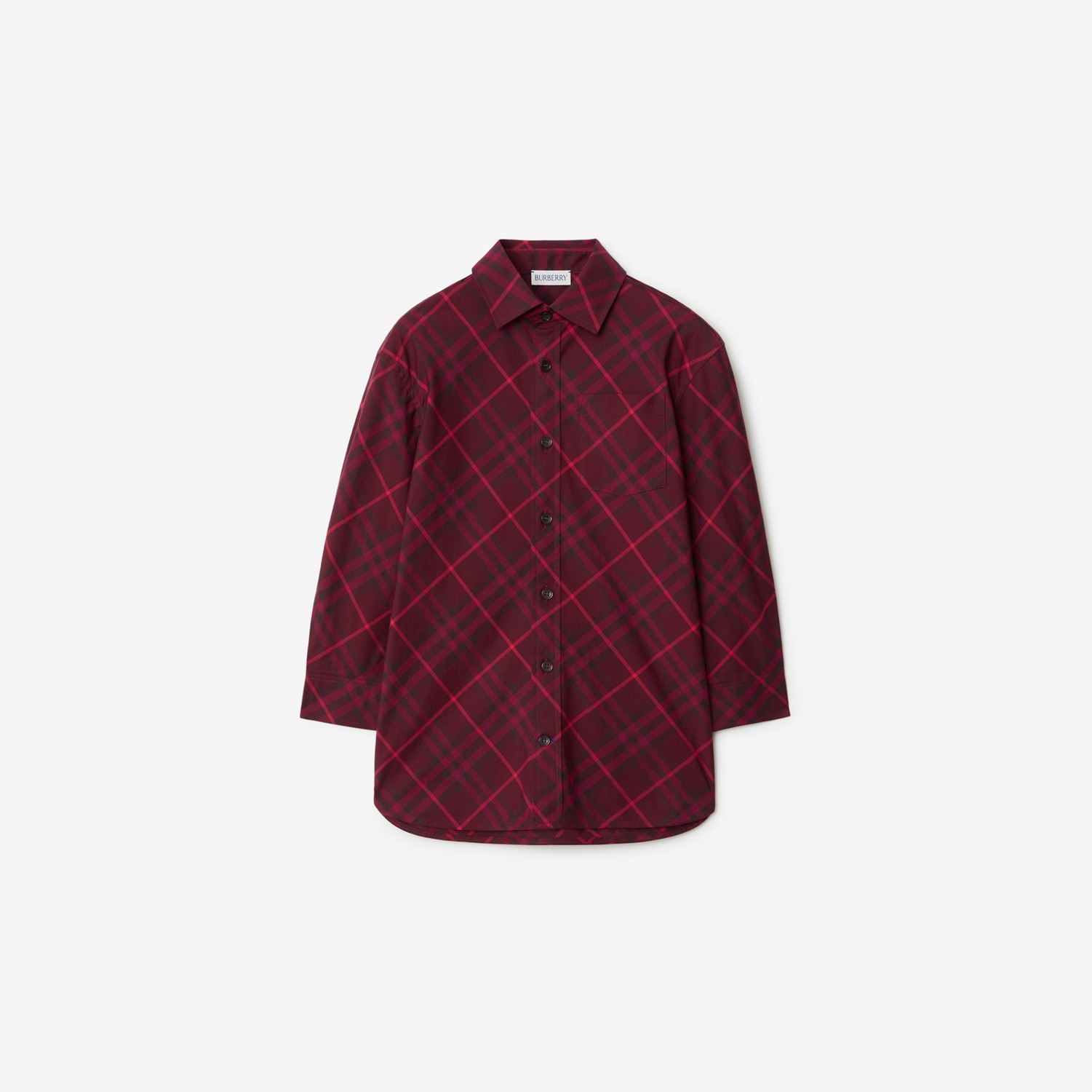 Check Cotton Shirt in Claret | Burberry® Official