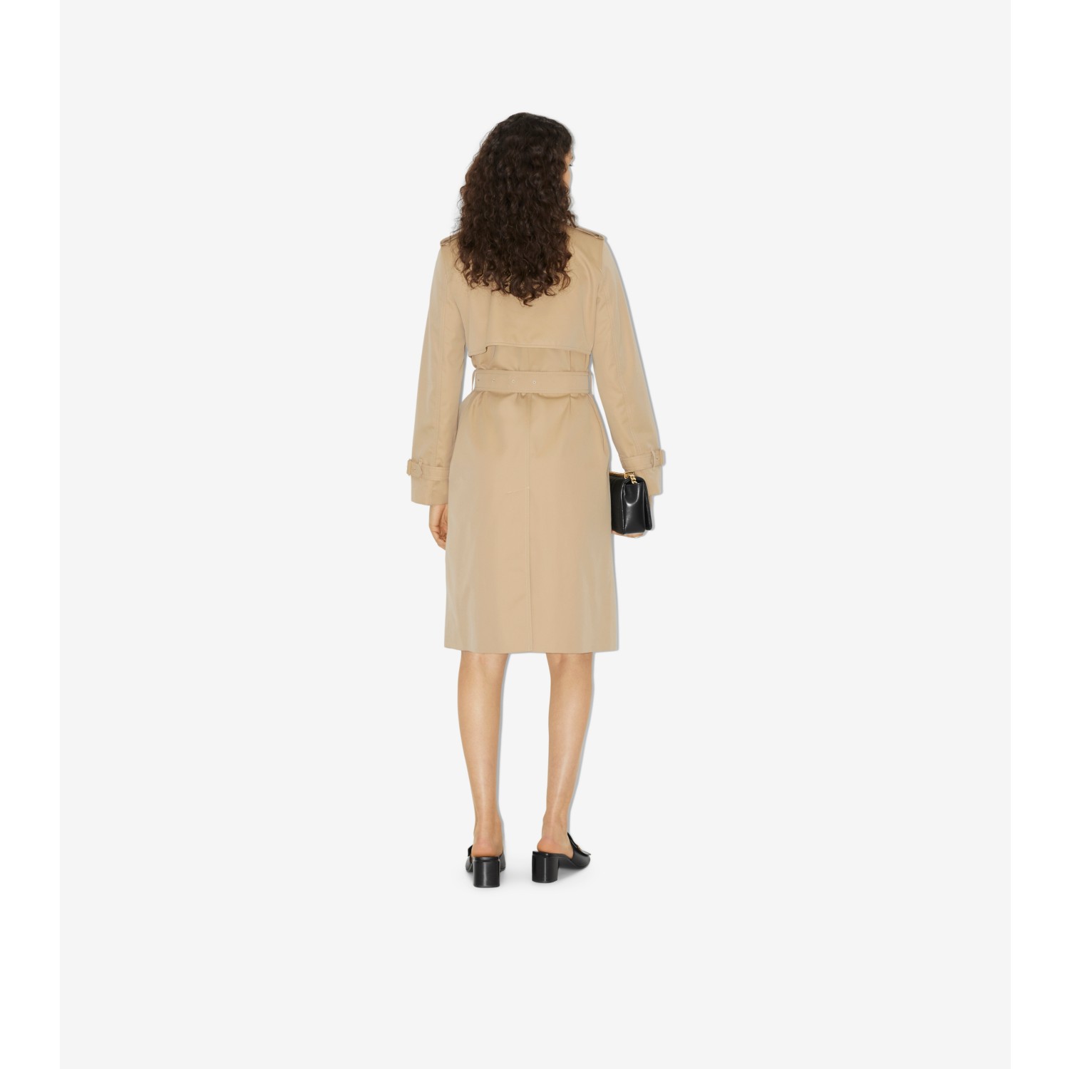 Long Check Collar Gabardine Trench Coat