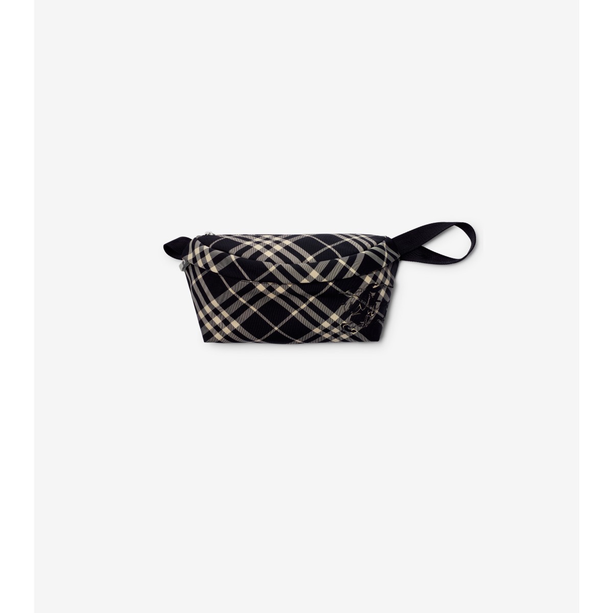 Shop Burberry Check Belt Bag In Black/calico