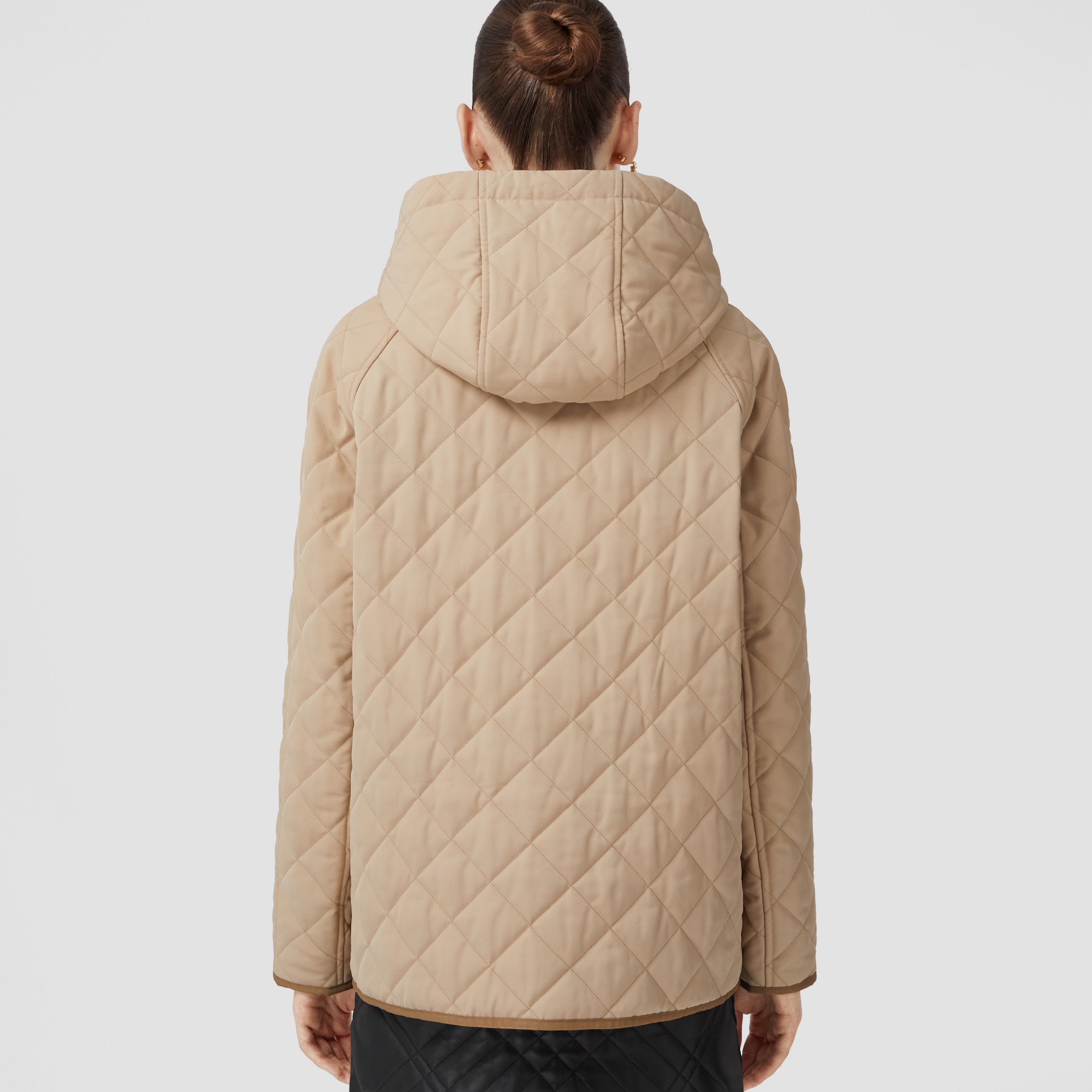 Logo Detail Diamond Quilted Hooded Jacket in Soft Fawn - Women | Burberry® Official - 3