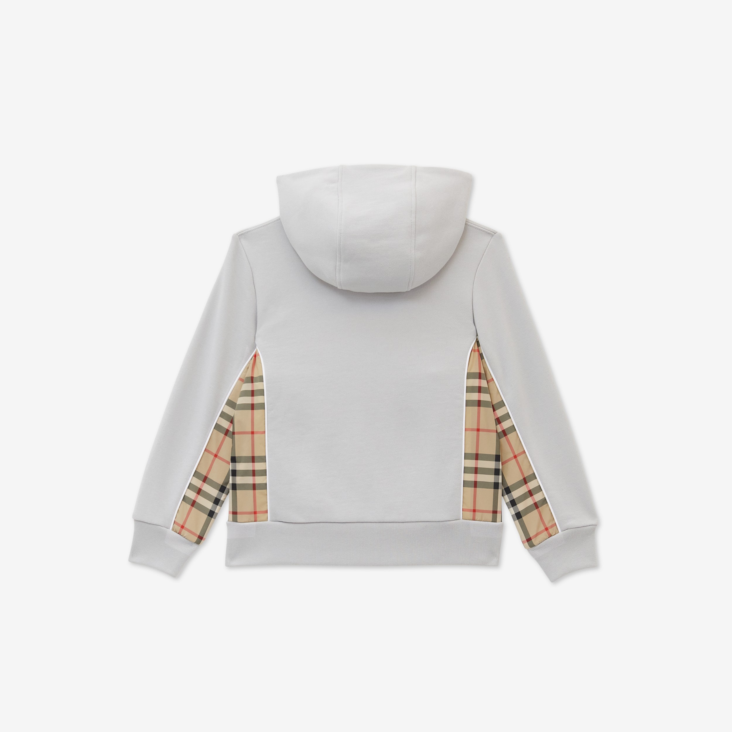 Vintage Check Panel Cotton Hooded Top in Soft Silver Grey | Burberry® Official - 2