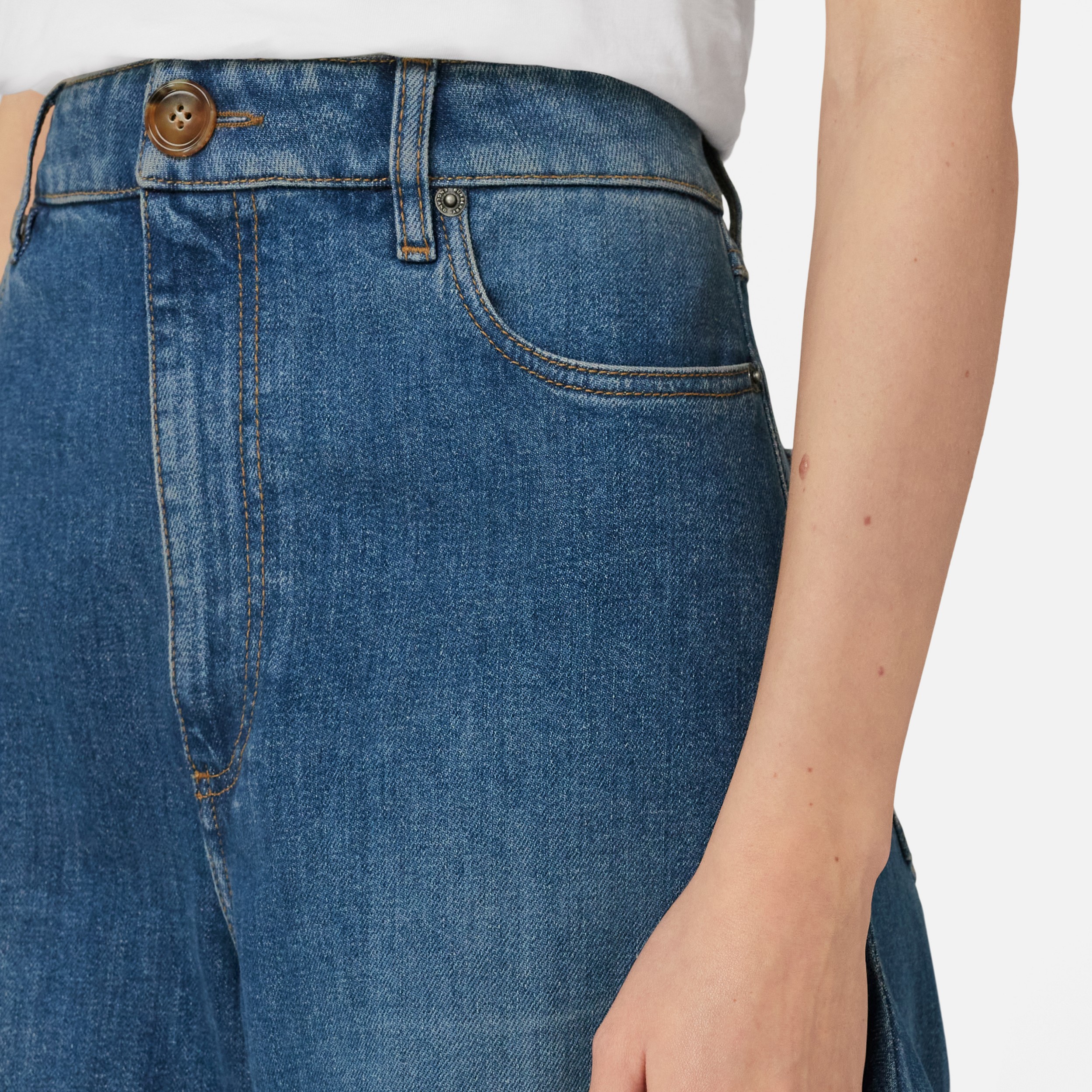 Stonewashed Denim Wide-leg Jeans in Deep Slate Blue - Women | Burberry® Official - 2