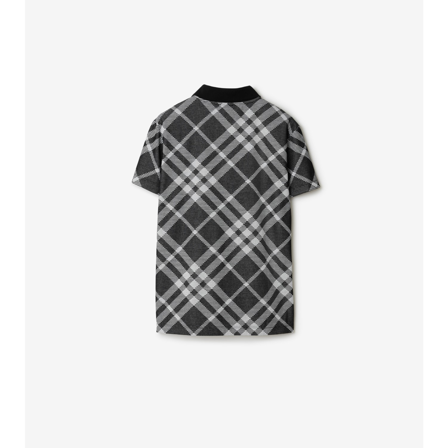 Check Stretch Cotton Blend Polo Shirt in Black/white - Men | Burberry® Official