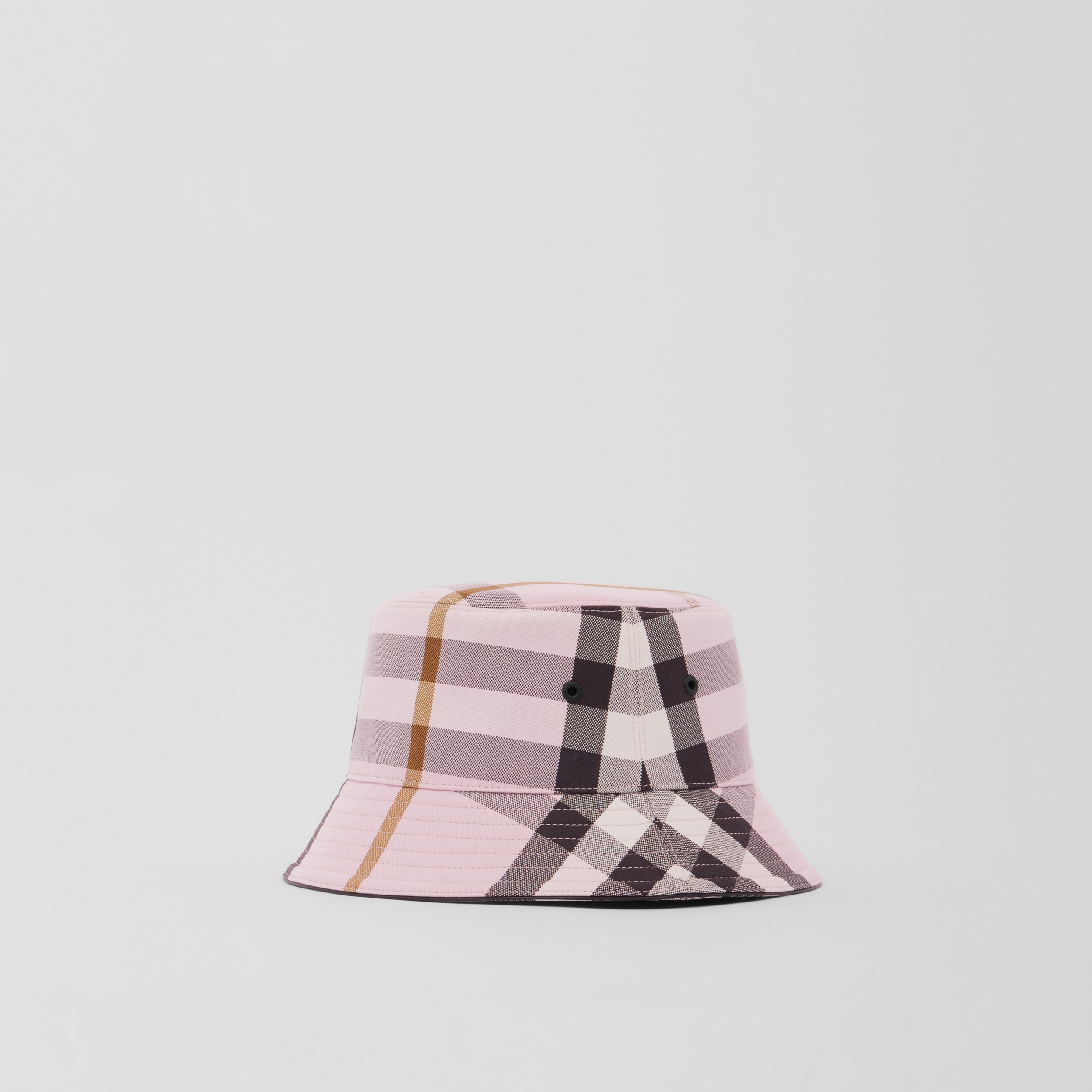 Exaggerated Check Cotton Bucket Hat in New Pink | Burberry® Official - 4