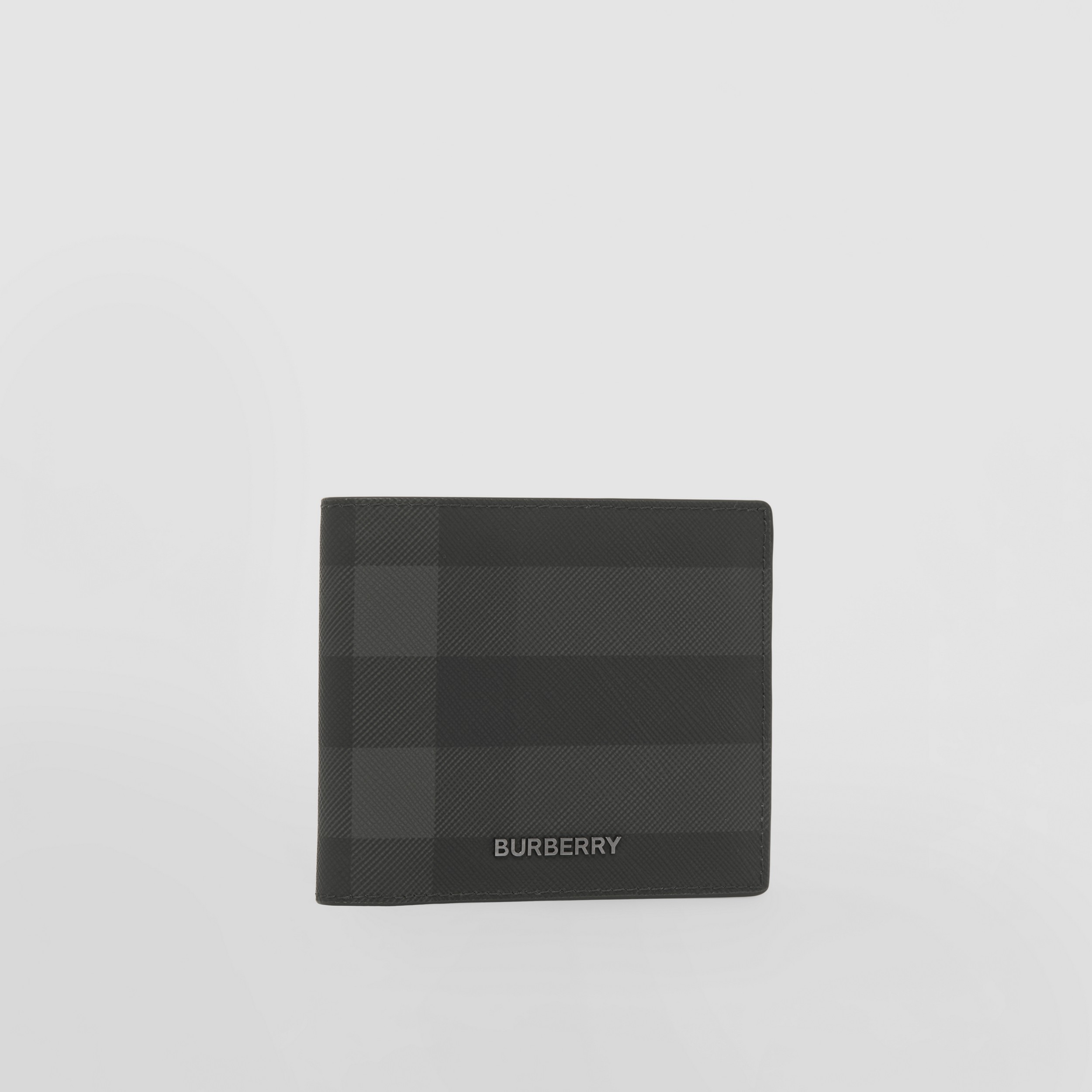 Charcoal Check and Leather Bifold Wallet - Men | Burberry® Official - 4