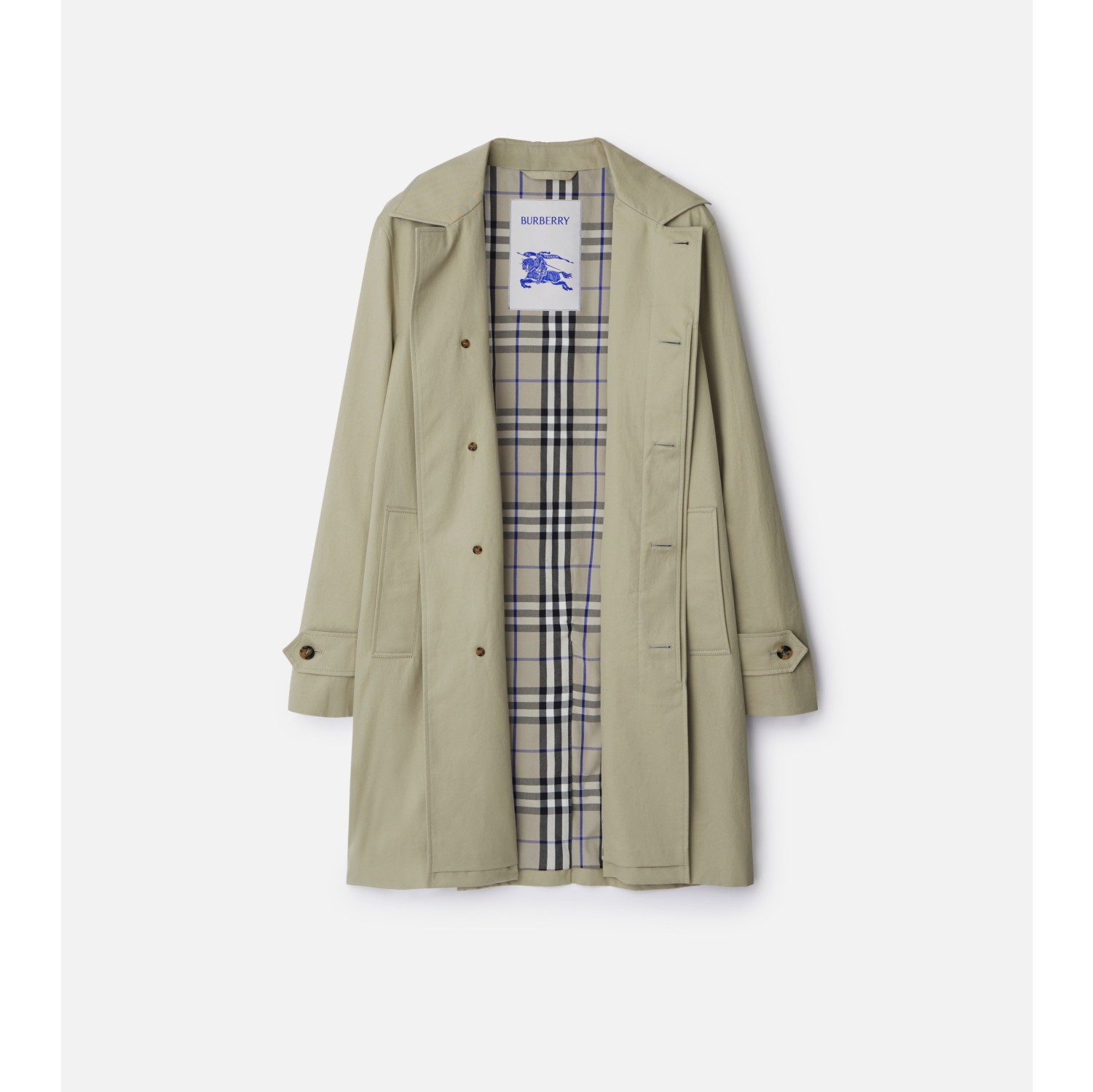 Abrigo tres cuartos largo en gabardina Lichen Hombre Algodon Burberry oficial