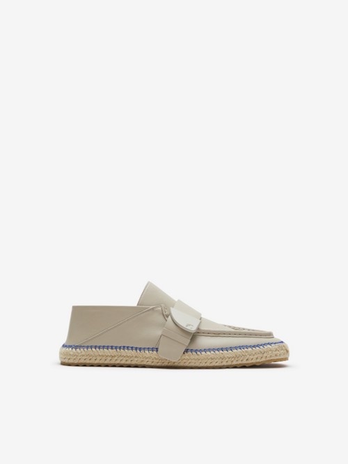 Burberry Leather Deck Espadrilles In Neutral