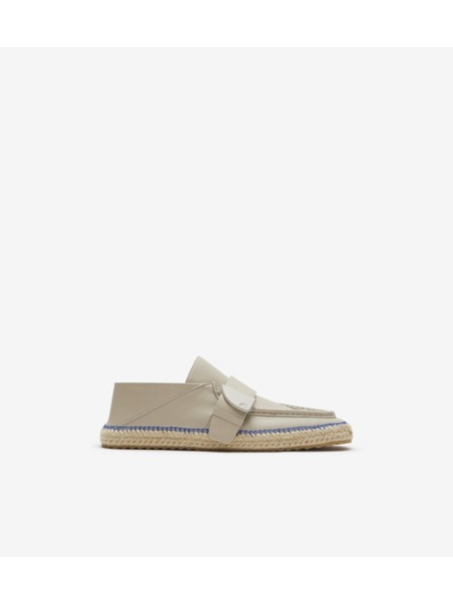 Shop Burberry Leather Deck Espadrilles In Field