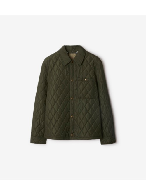 Shop Burberry Quilted Nylon Overshirt In Shale